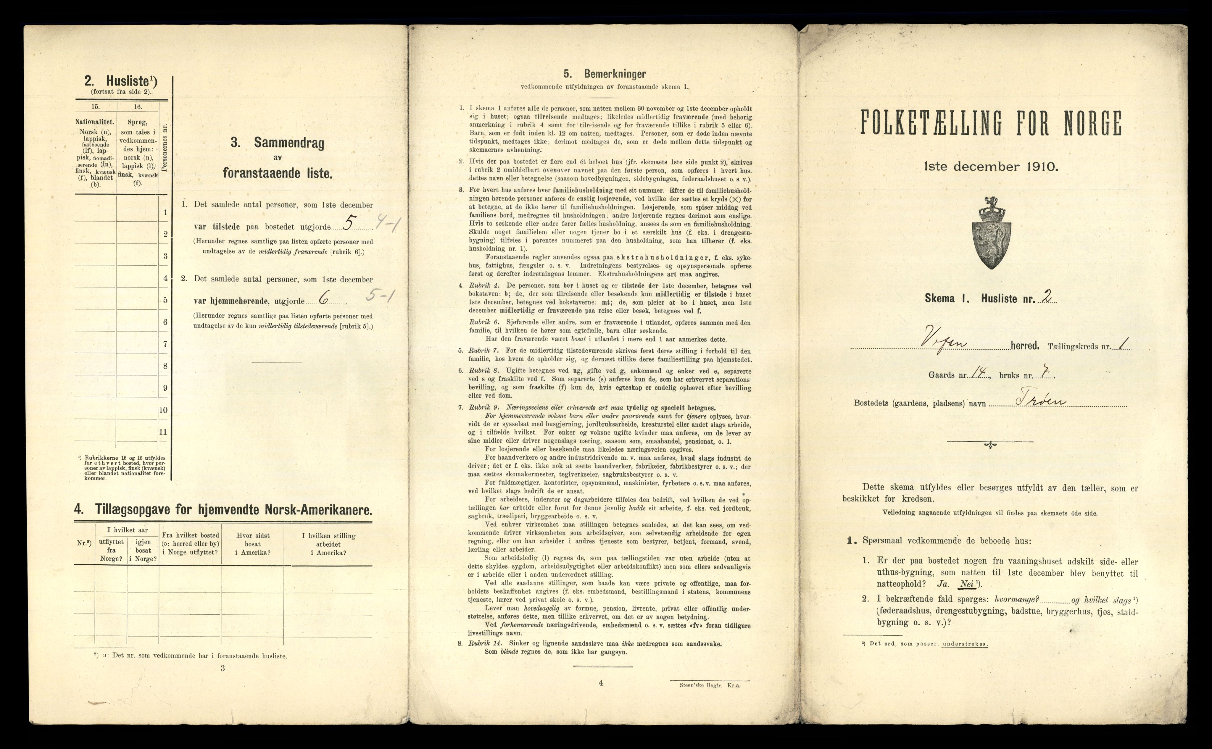 RA, 1910 census for Vefsn, 1910, p. 50