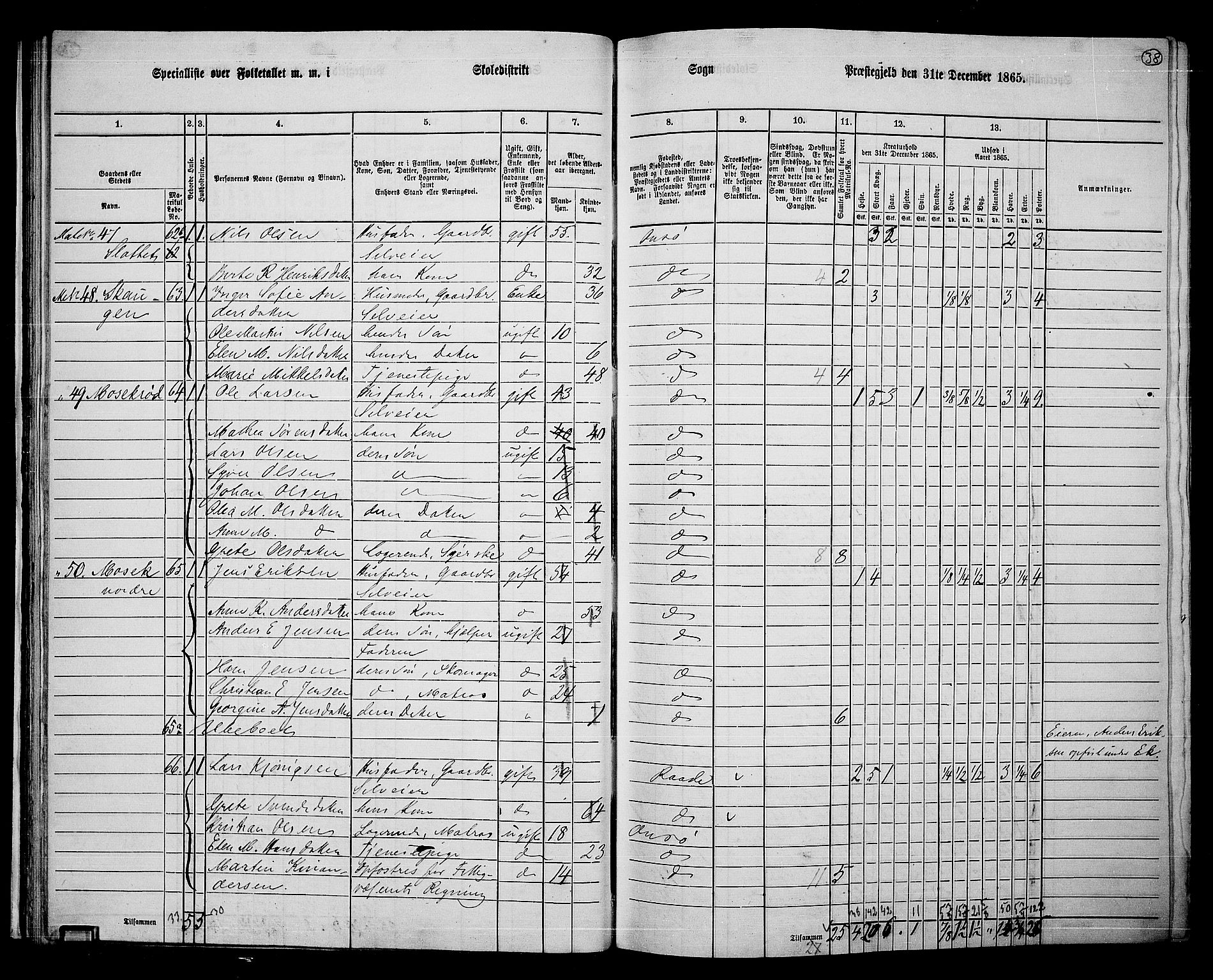 RA, 1865 census for Onsøy, 1865, p. 39