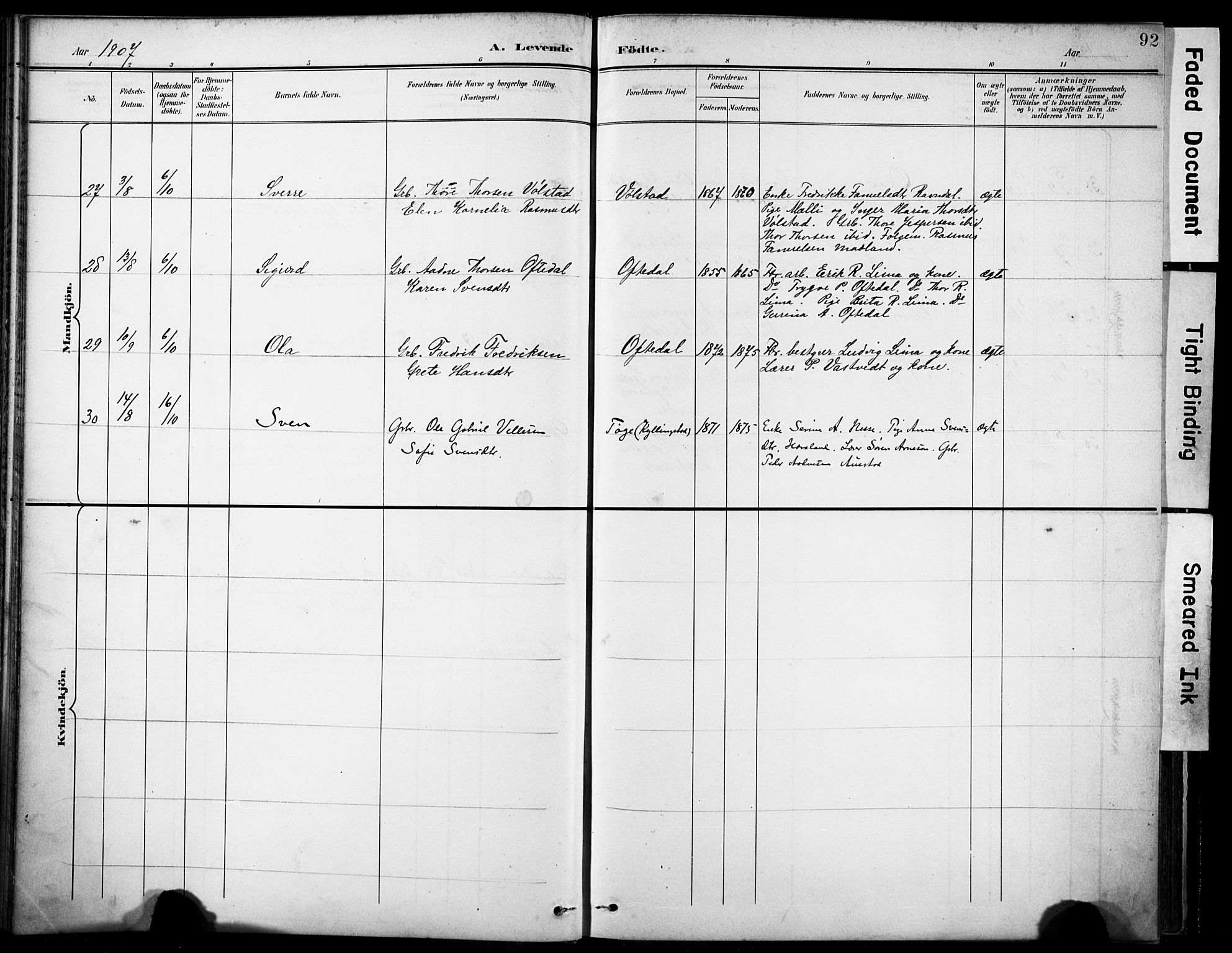 Lye sokneprestkontor, AV/SAST-A-101794/001/30BA/L0012: Parish register (official) no. A 11, 1896-1909, p. 92