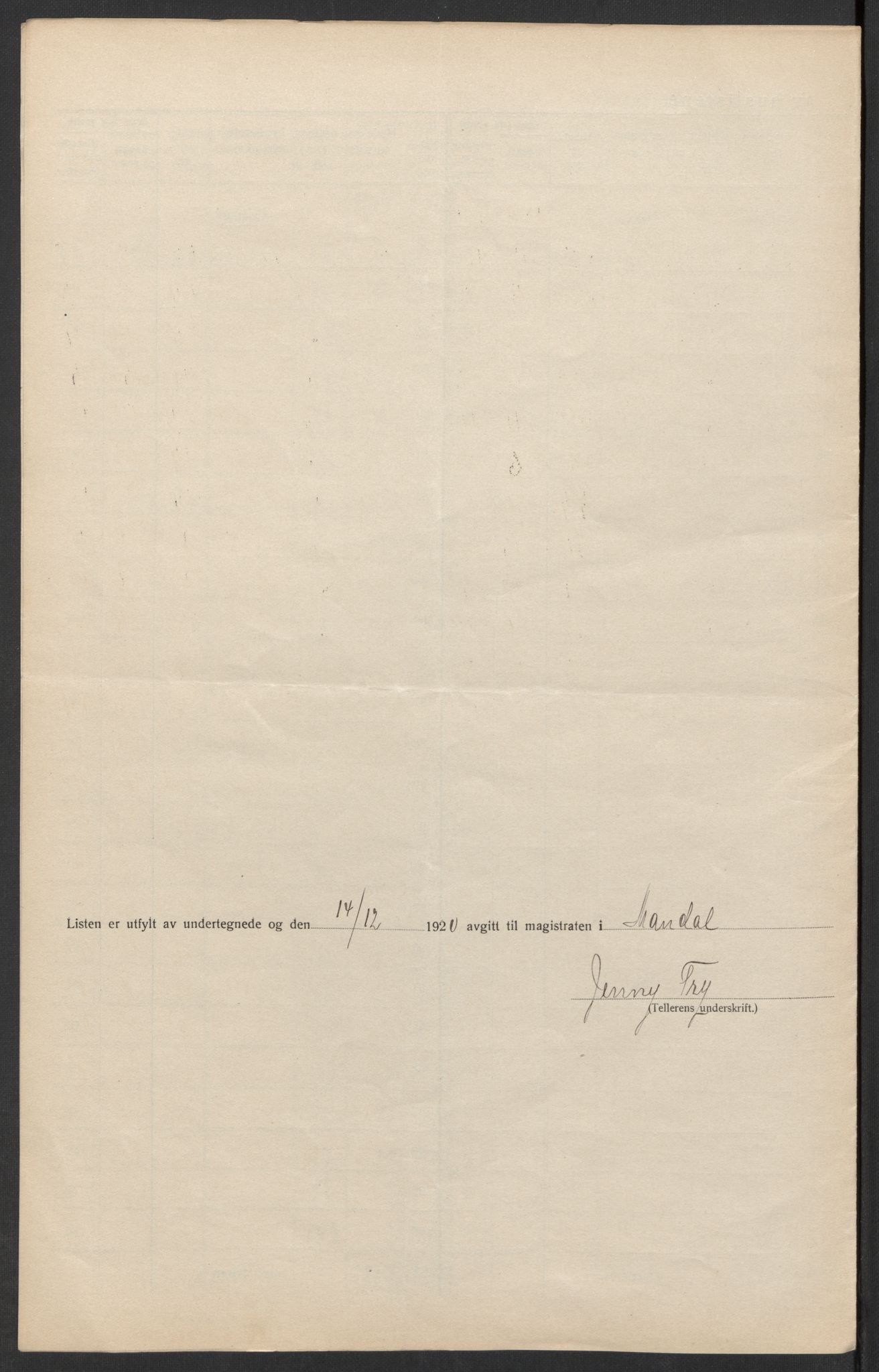 SAK, 1920 census for Mandal, 1920, p. 20