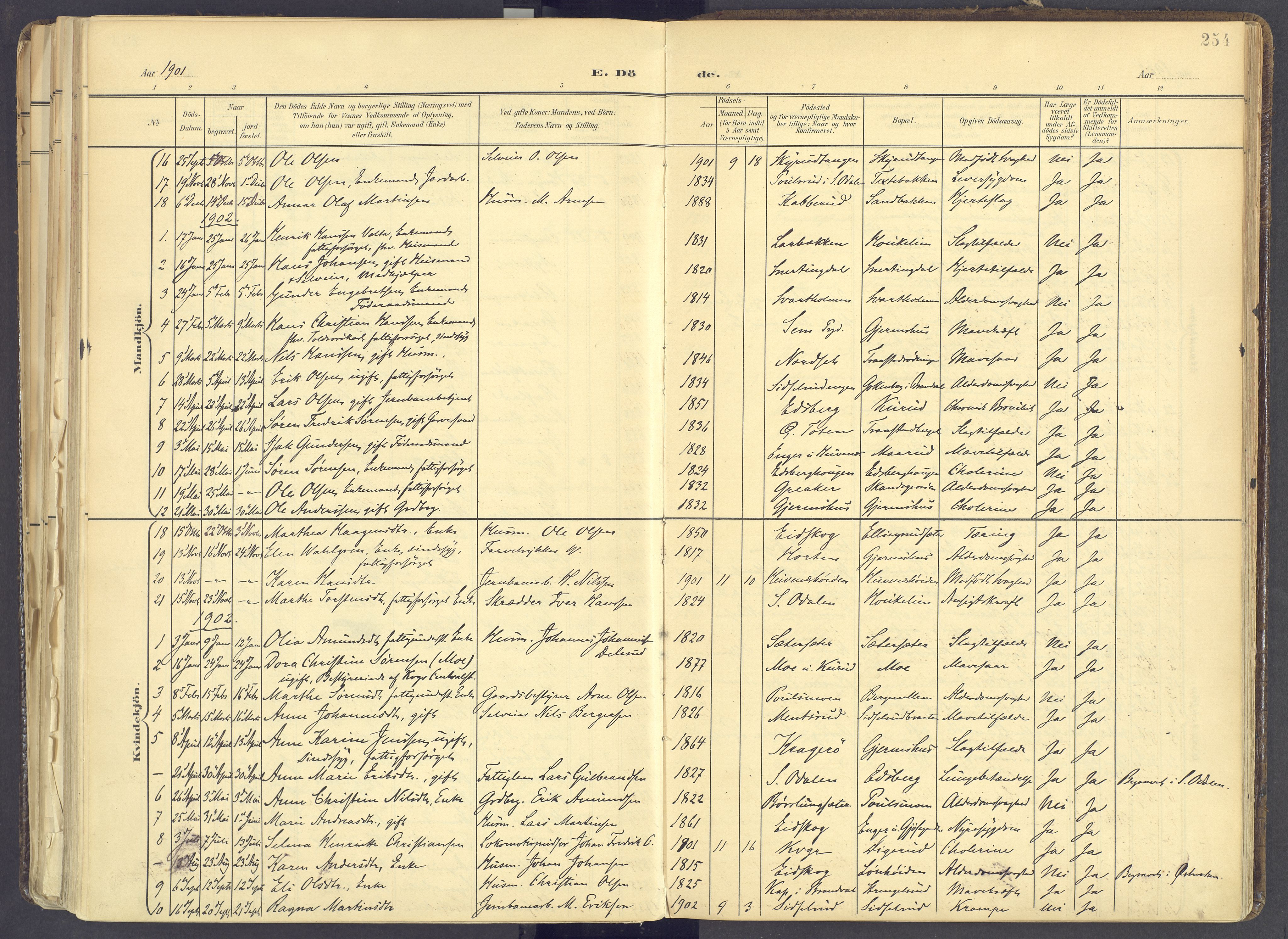 Vinger prestekontor, AV/SAH-PREST-024/H/Ha/Haa/L0017: Parish register (official) no. 17, 1901-1927, p. 254