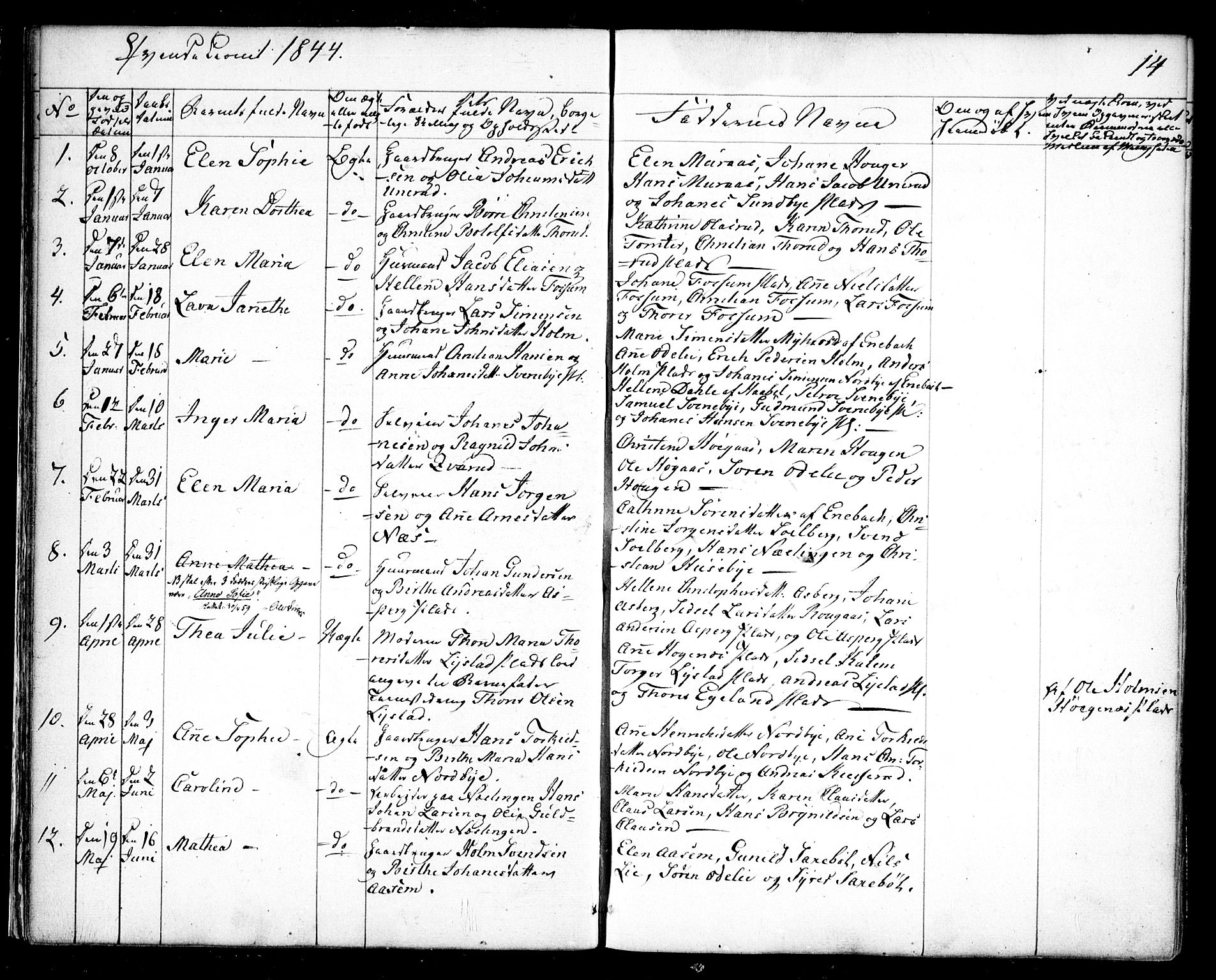 Spydeberg prestekontor Kirkebøker, SAO/A-10924/F/Fa/L0005: Parish register (official) no. I 5, 1842-1862, p. 14