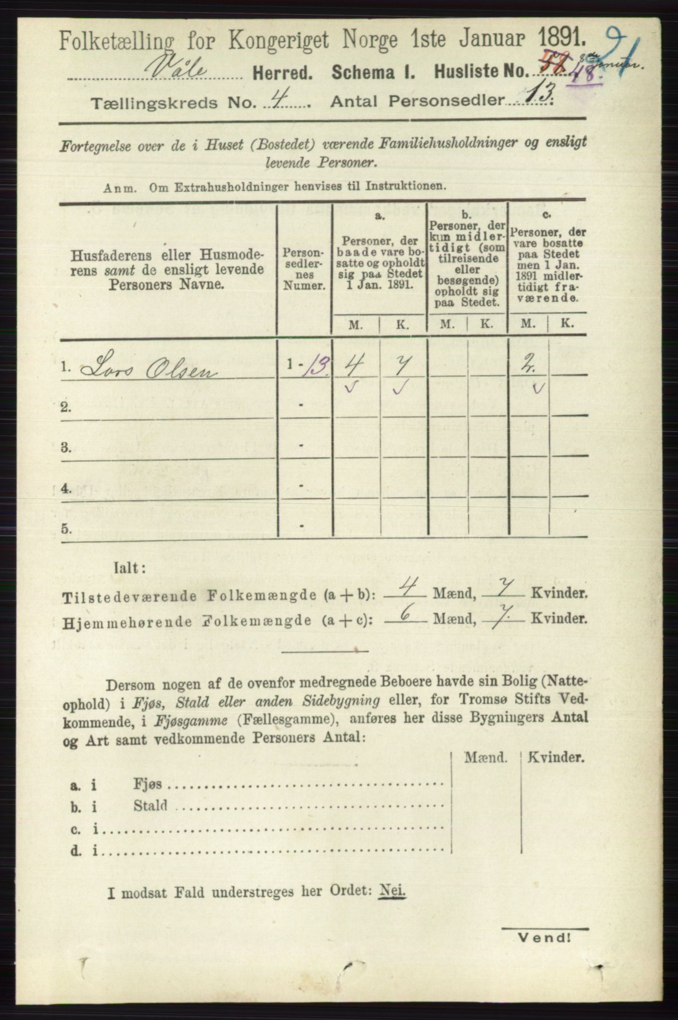 RA, 1891 census for 0716 Våle, 1891, p. 984