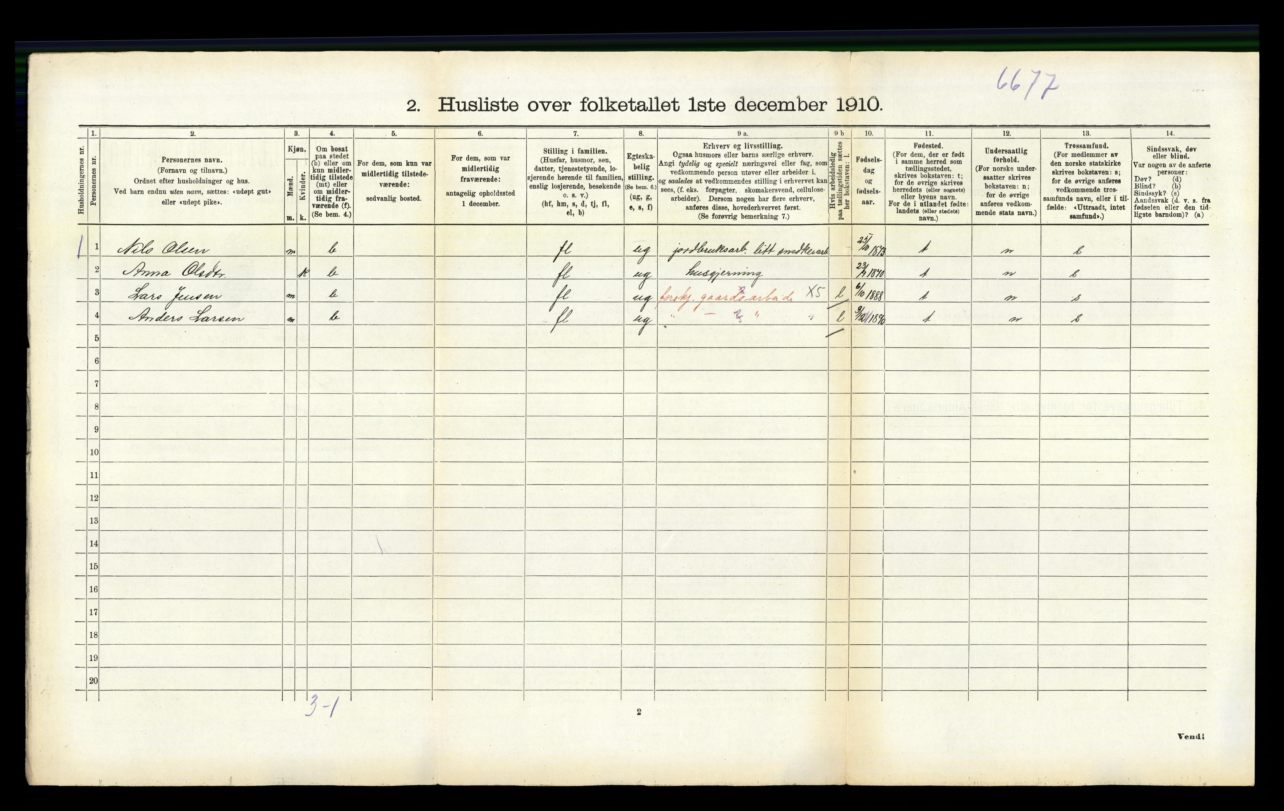 RA, 1910 census for Sogndal, 1910, p. 873