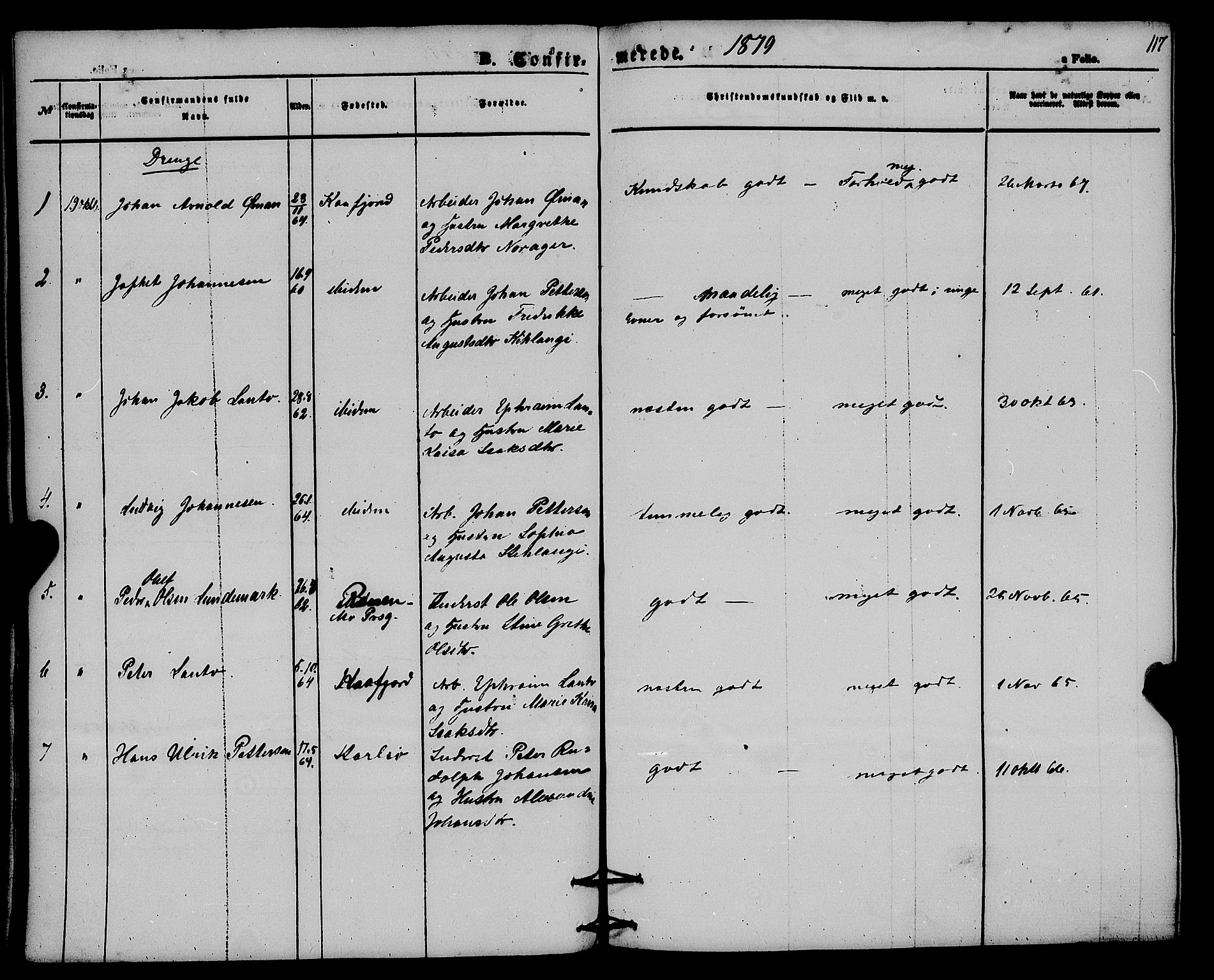 Alta sokneprestkontor, AV/SATØ-S-1338/H/Ha/L0004.kirke: Parish register (official) no. 4, 1858-1880, p. 117