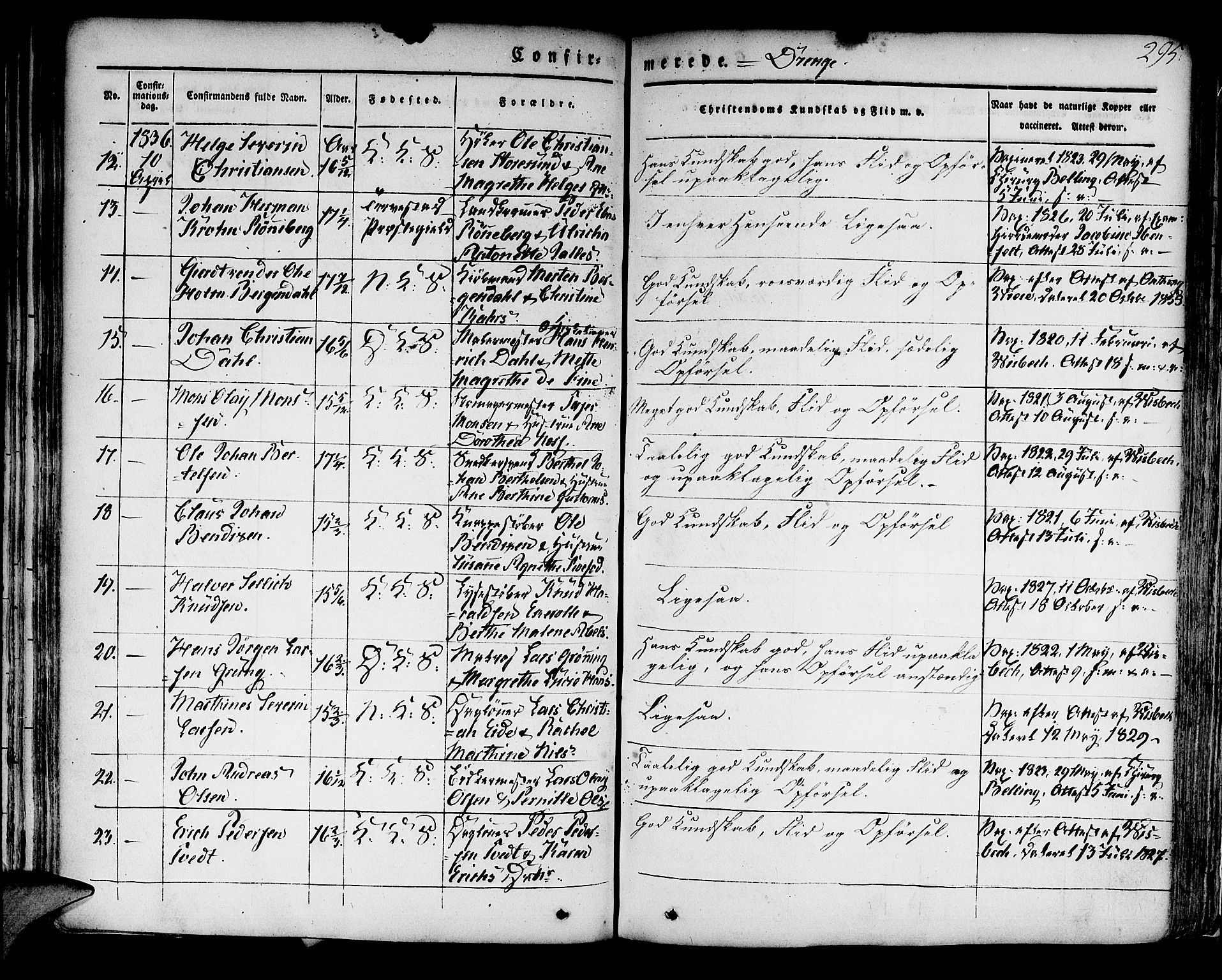 Korskirken sokneprestembete, AV/SAB-A-76101/H/Hab: Parish register (copy) no. A 5II, 1831-1844, p. 295