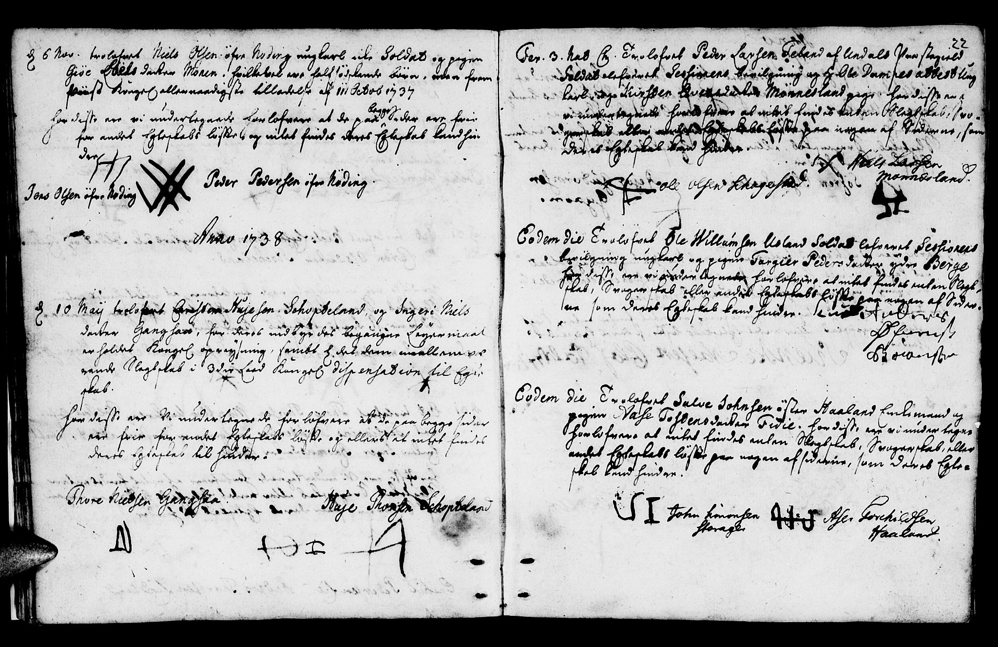 Mandal sokneprestkontor, SAK/1111-0030/F/Fa/Fab/L0001: Parish register (official) no. A 1, 1720-1793, p. 22