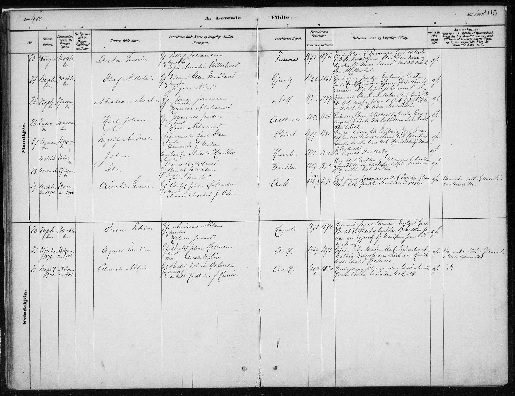 Askvoll sokneprestembete, AV/SAB-A-79501/H/Haa/Haab/L0002: Parish register (official) no. B 2, 1879-1909, p. 105