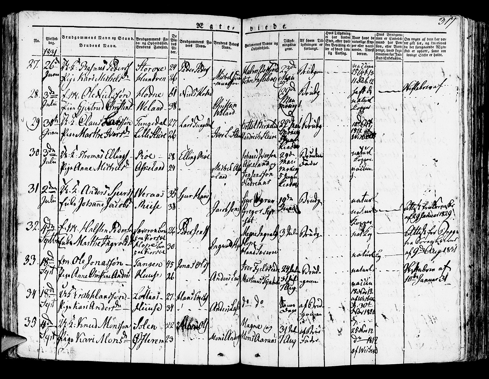 Lindås Sokneprestembete, AV/SAB-A-76701/H/Haa/Haaa/L0008: Parish register (official) no. A 8, 1823-1836, p. 317