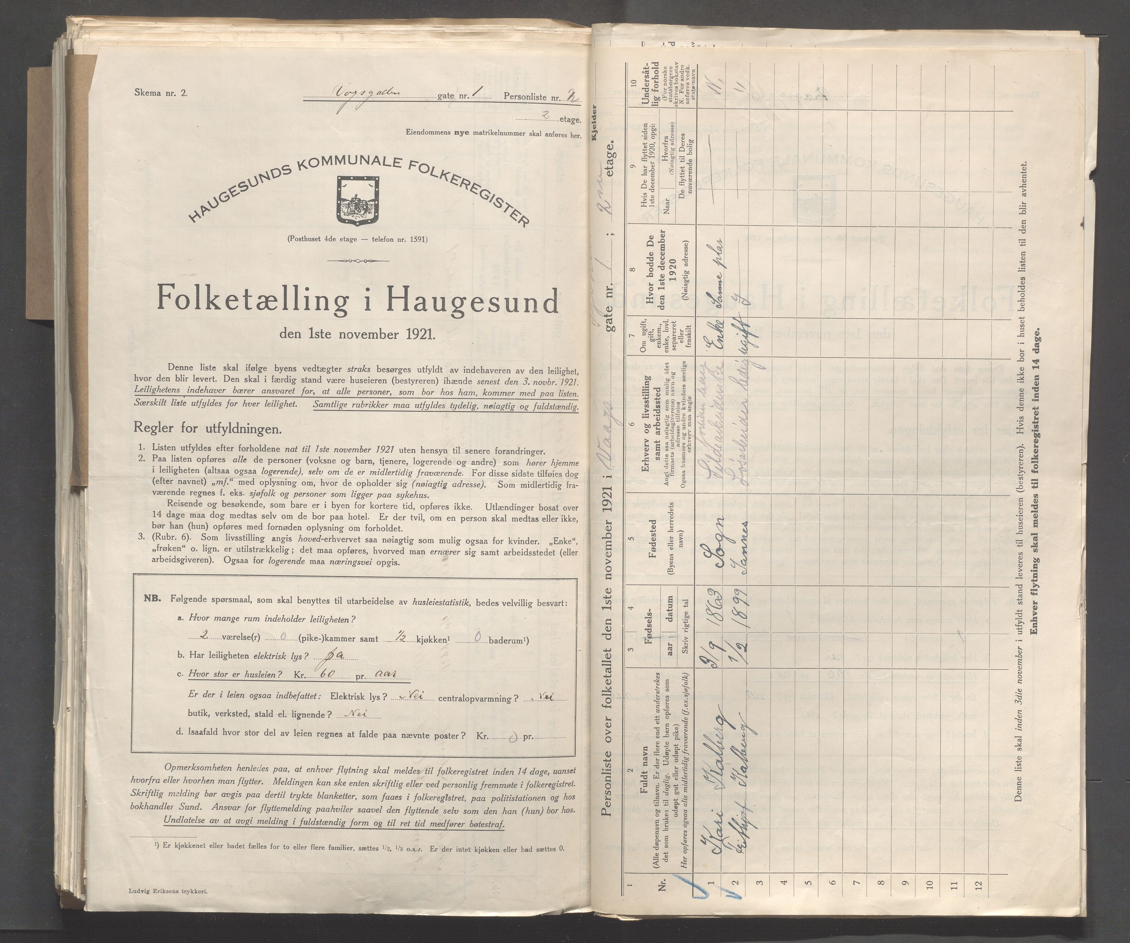 IKAR, Local census 1.11.1921 for Haugesund, 1921, p. 7443