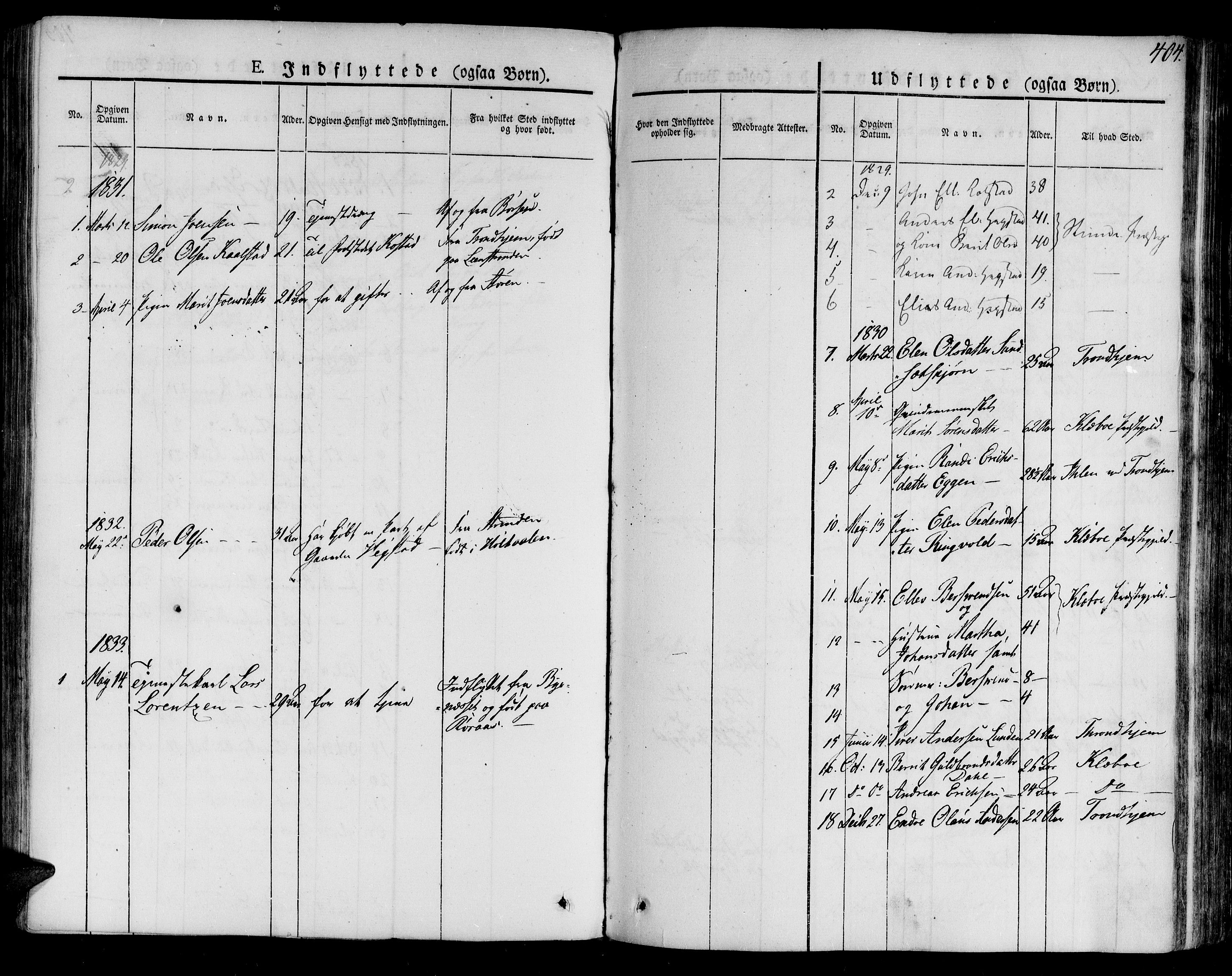Ministerialprotokoller, klokkerbøker og fødselsregistre - Sør-Trøndelag, SAT/A-1456/691/L1071: Parish register (official) no. 691A05 /2, 1826-1841, p. 404
