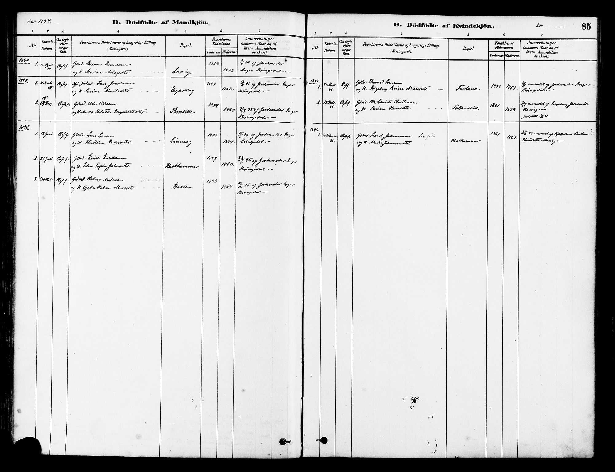 Tysvær sokneprestkontor, SAST/A -101864/H/Ha/Haa/L0006: Parish register (official) no. A 6, 1878-1896, p. 85