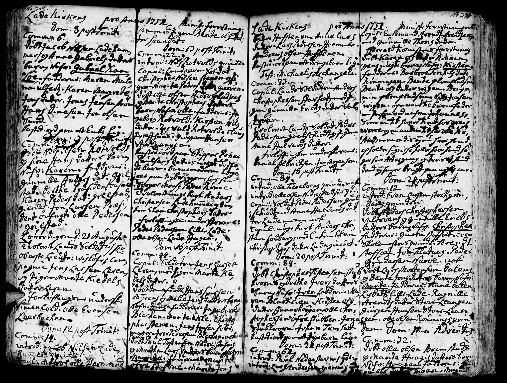 Ministerialprotokoller, klokkerbøker og fødselsregistre - Sør-Trøndelag, SAT/A-1456/606/L0275: Parish register (official) no. 606A01 /1, 1727-1780, p. 308-309