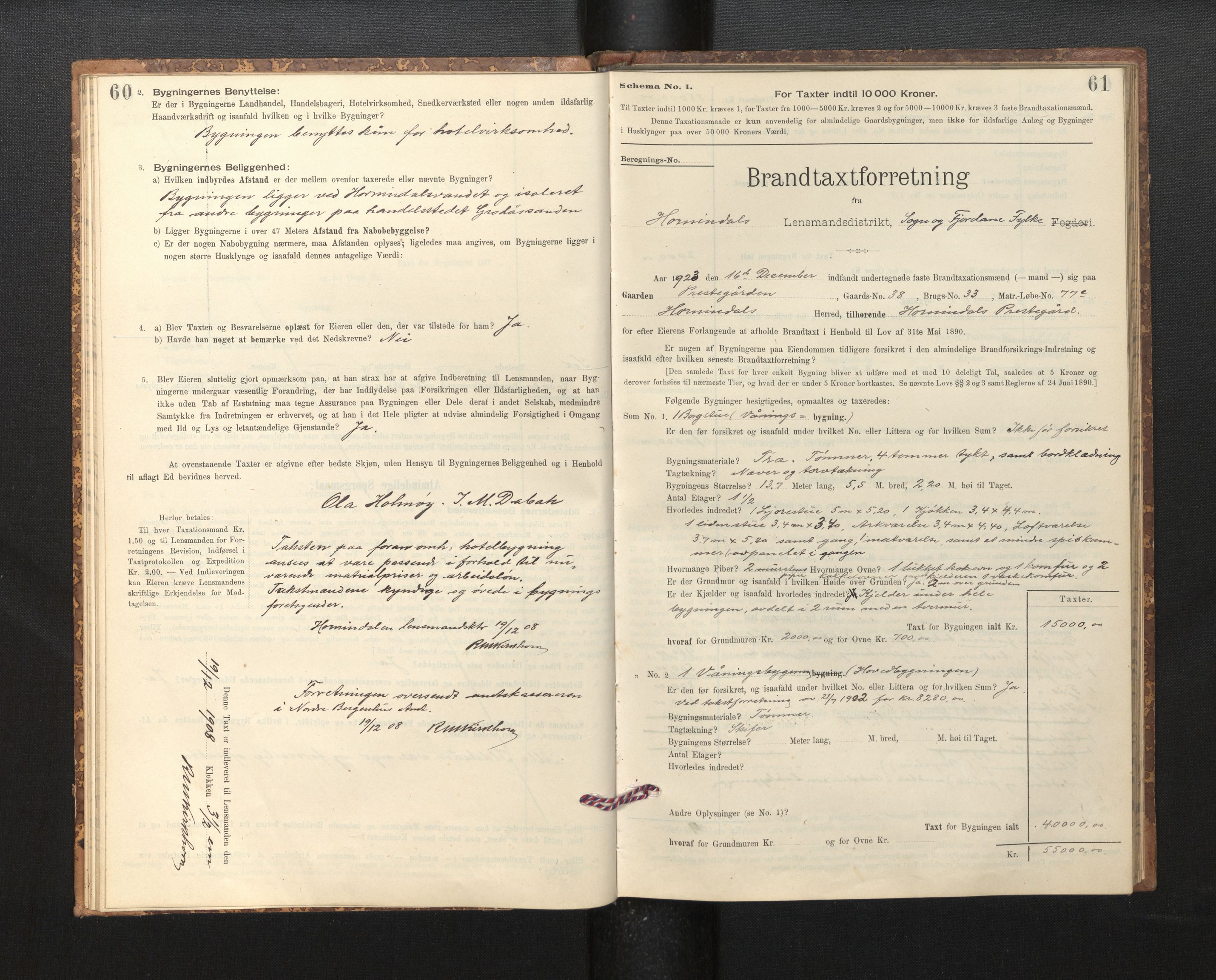 Lensmannen i Hornindal, SAB/A-28201/0012/L0001: Branntakstprotokoll, skjematakst, 1895-1951, p. 60-61
