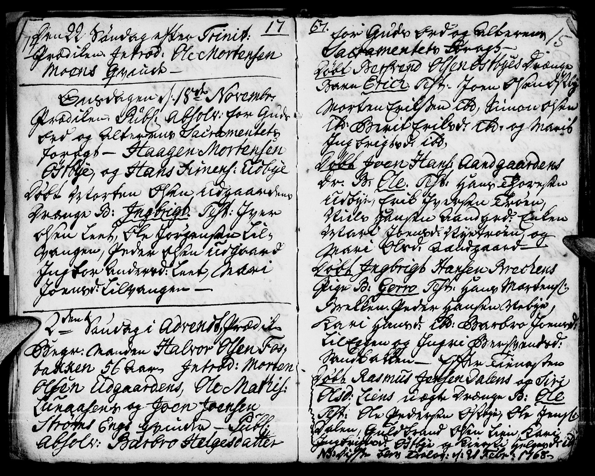 Tynset prestekontor, SAH/PREST-058/H/Ha/Haa/L0008: Parish register (official) no. 8, 1767-1778, p. 14-15