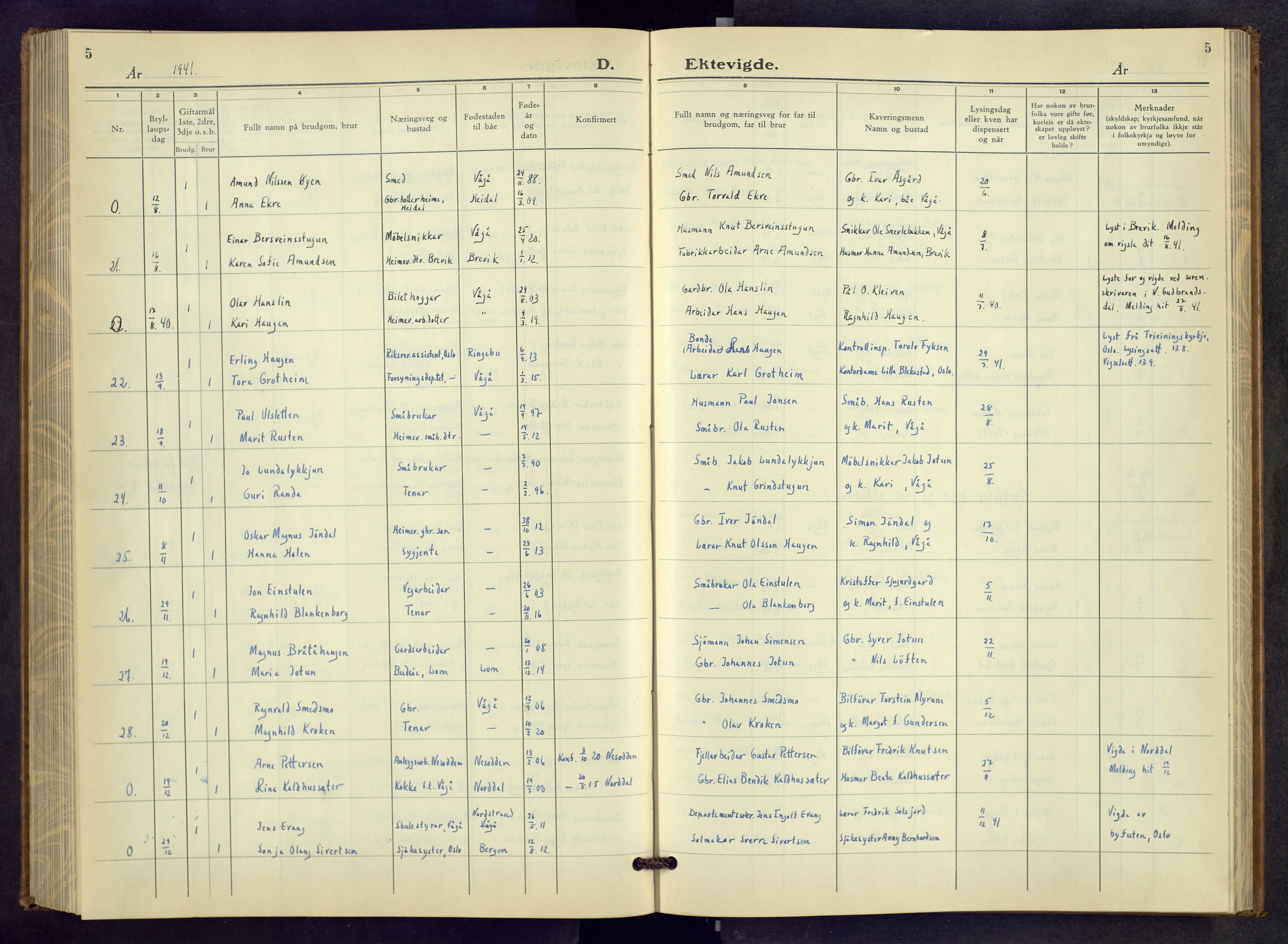 Vågå prestekontor, AV/SAH-PREST-076/H/Ha/Hab/L0003: Parish register (copy) no. 3, 1940-1961, p. 5