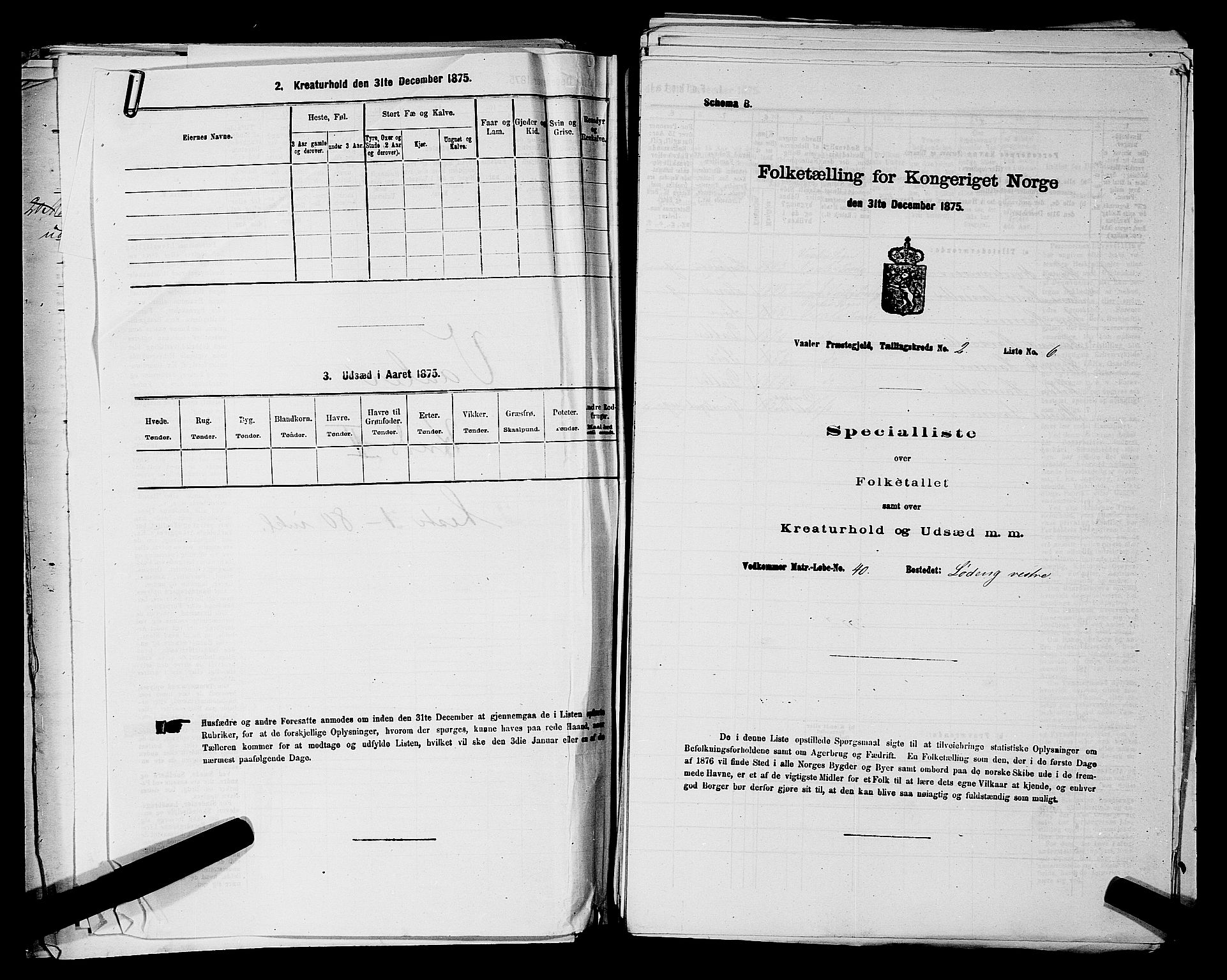 RA, 1875 census for 0137P Våler, 1875, p. 238