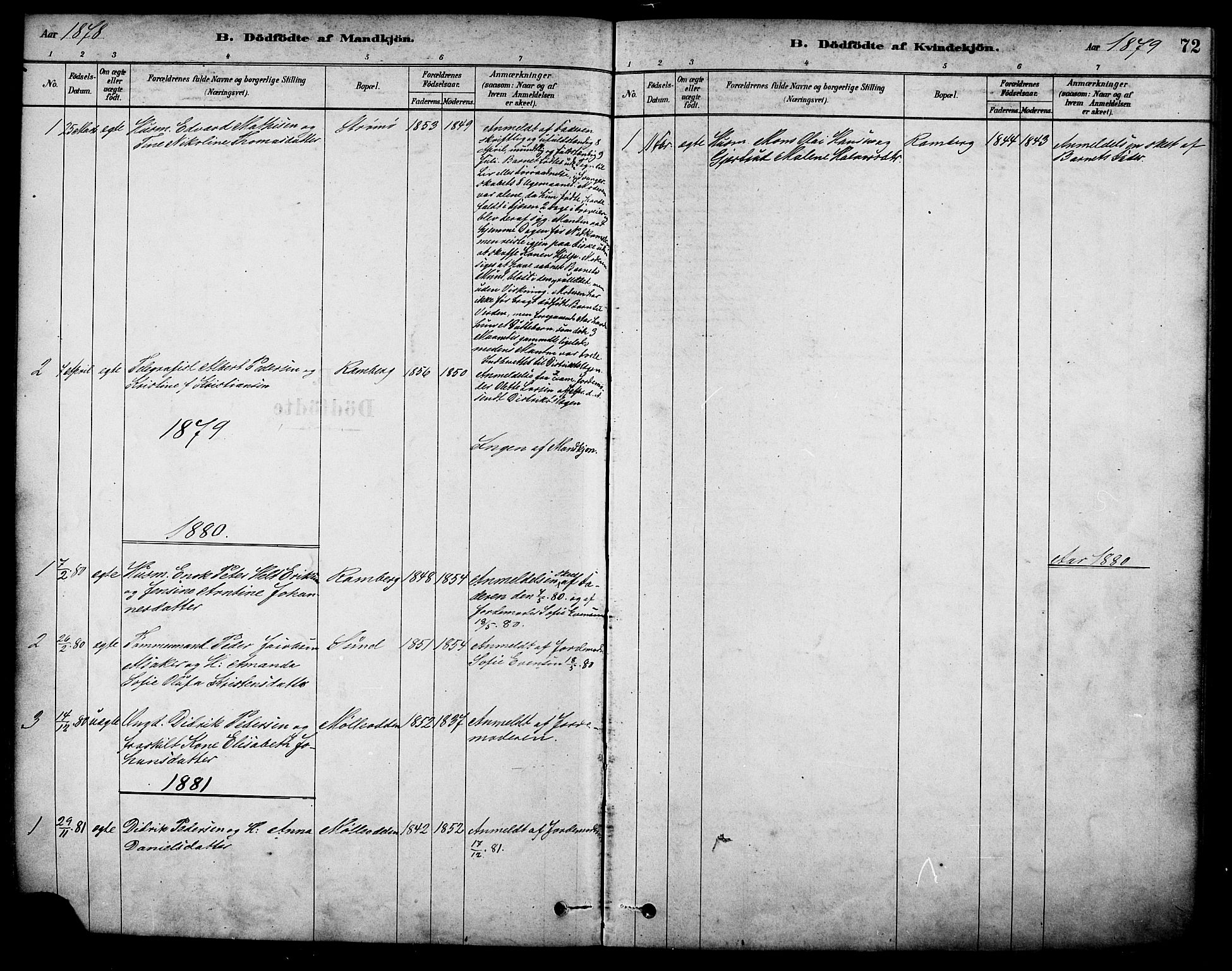 Ministerialprotokoller, klokkerbøker og fødselsregistre - Nordland, SAT/A-1459/885/L1204: Parish register (official) no. 885A05, 1878-1892, p. 72