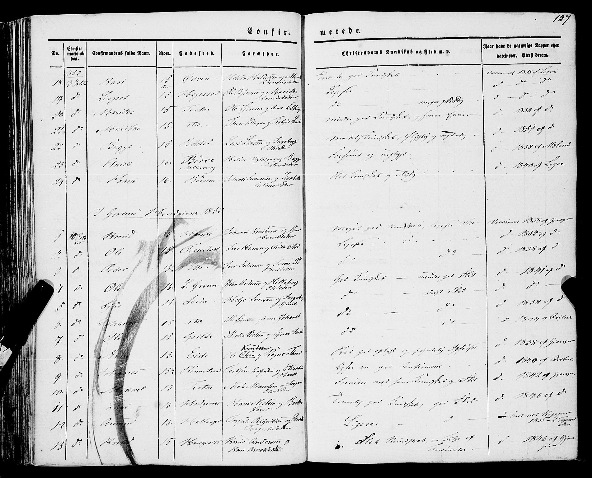 Ulvik sokneprestembete, SAB/A-78801/H/Haa: Parish register (official) no. A 12, 1839-1853, p. 137