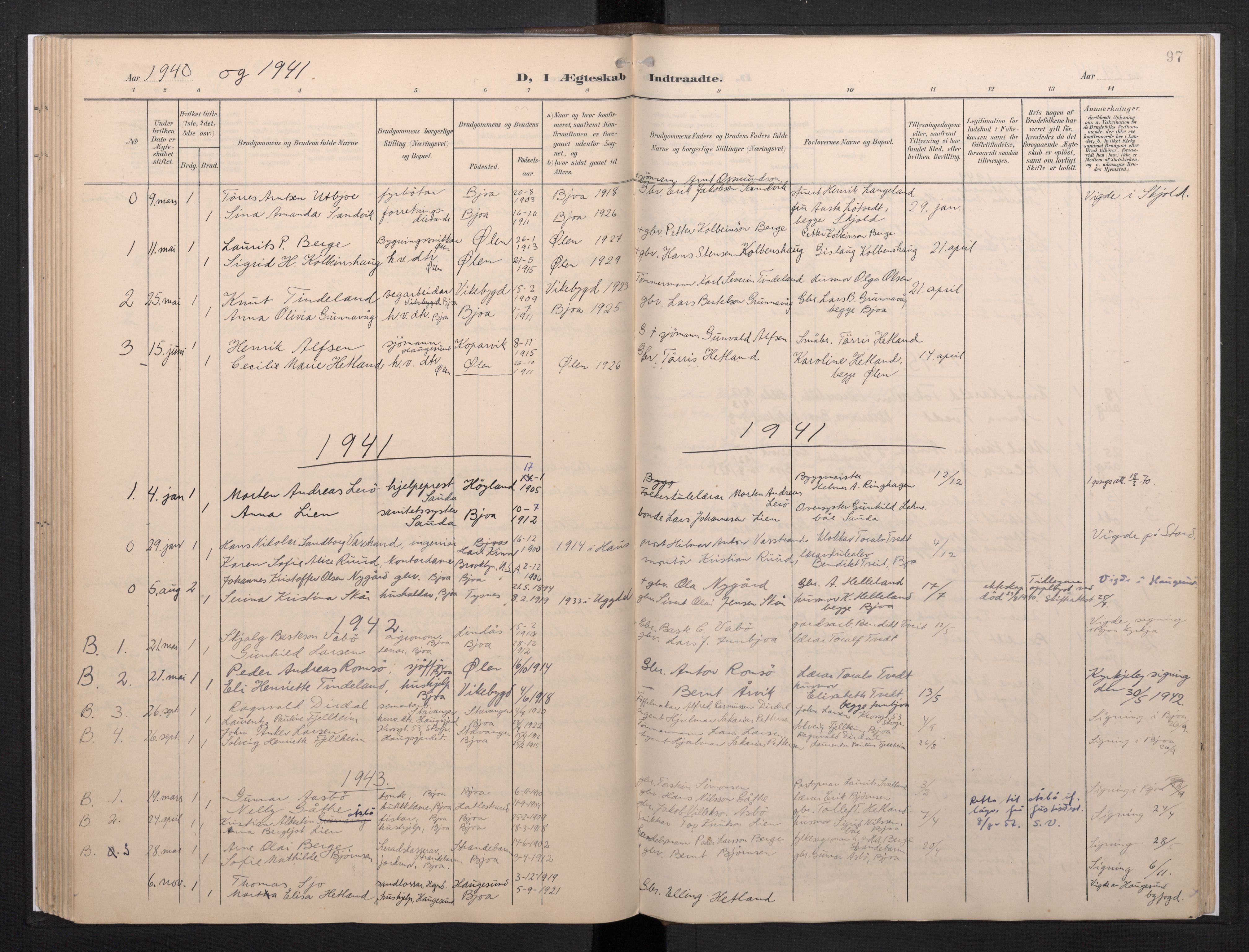 Fjelberg sokneprestembete, SAB/A-75201/H/Haa: Parish register (official) no. E 1, 1903-1948, p. 97