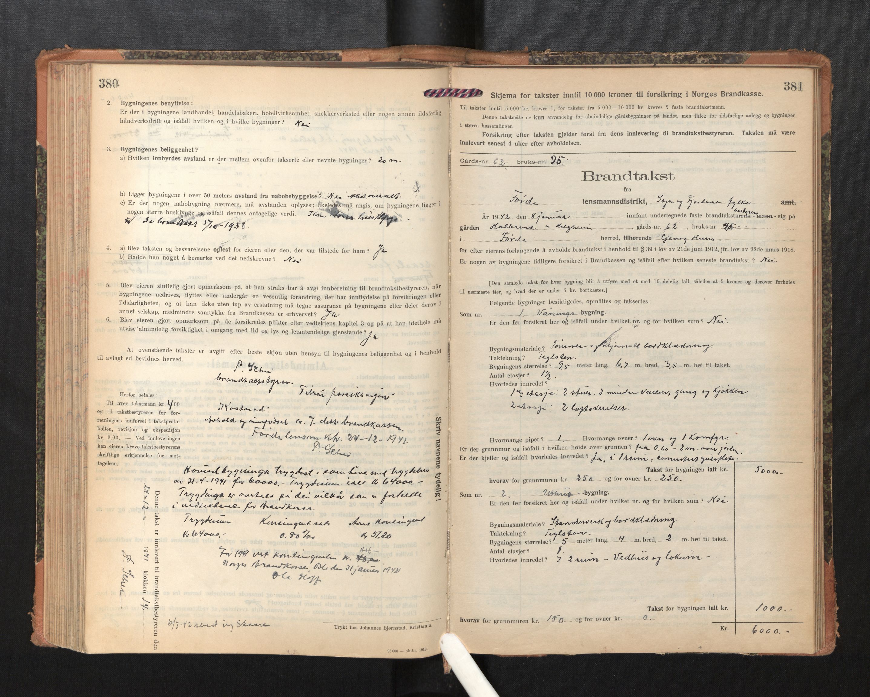 Lensmannen i Førde, AV/SAB-A-27401/0012/L0009: Branntakstprotokoll, skjematakst, 1922-1946, p. 380-381