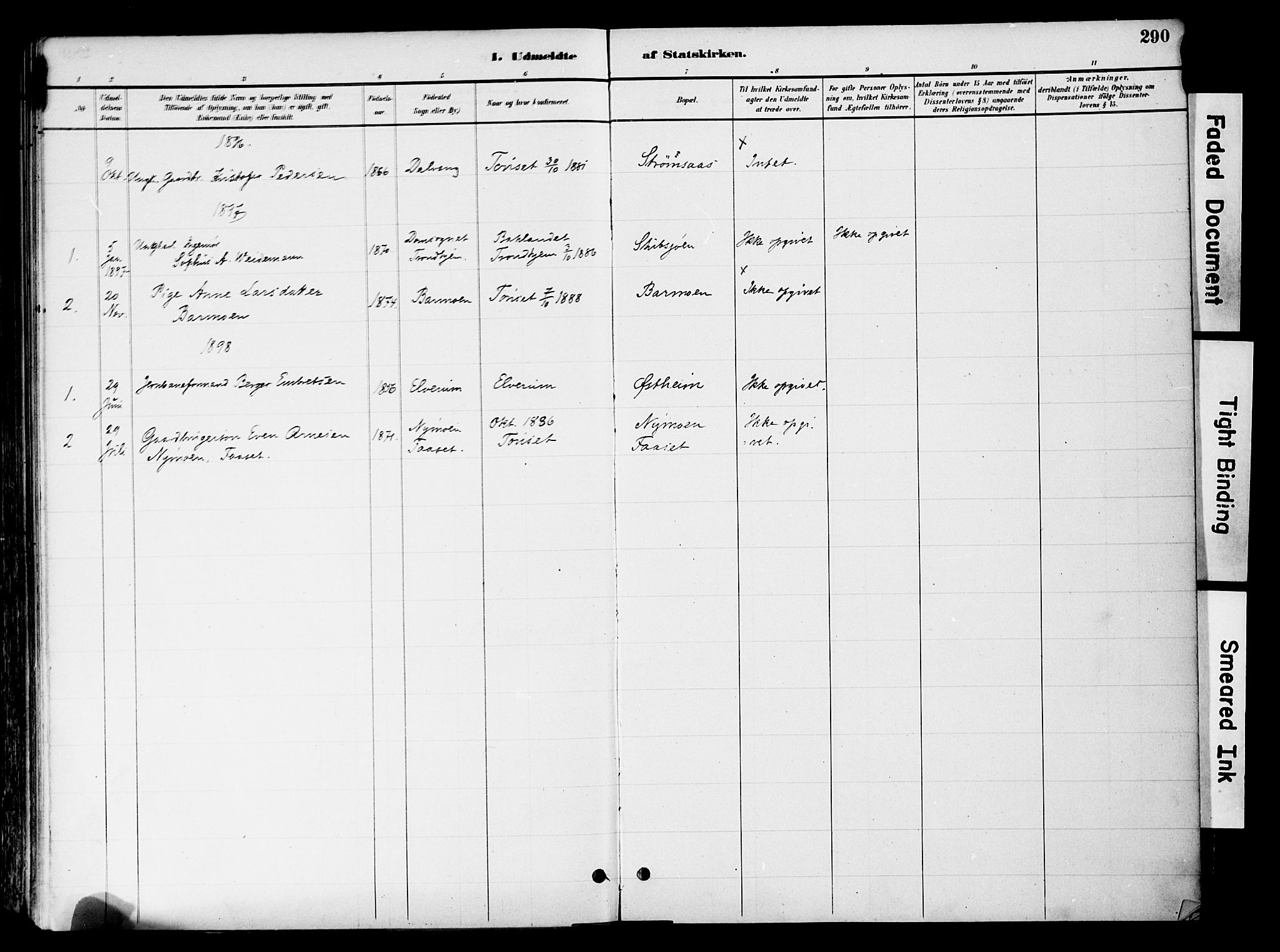 Tynset prestekontor, SAH/PREST-058/H/Ha/Haa/L0022: Parish register (official) no. 22, 1880-1899, p. 290