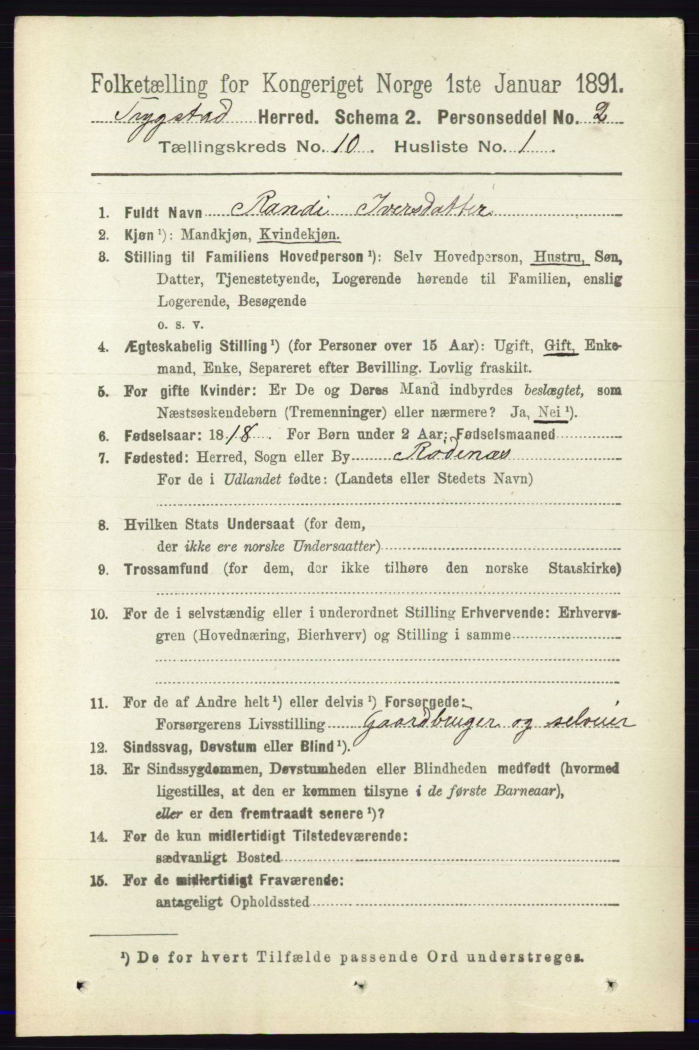 RA, 1891 Census for 0122 Trøgstad, 1891, p. 4299