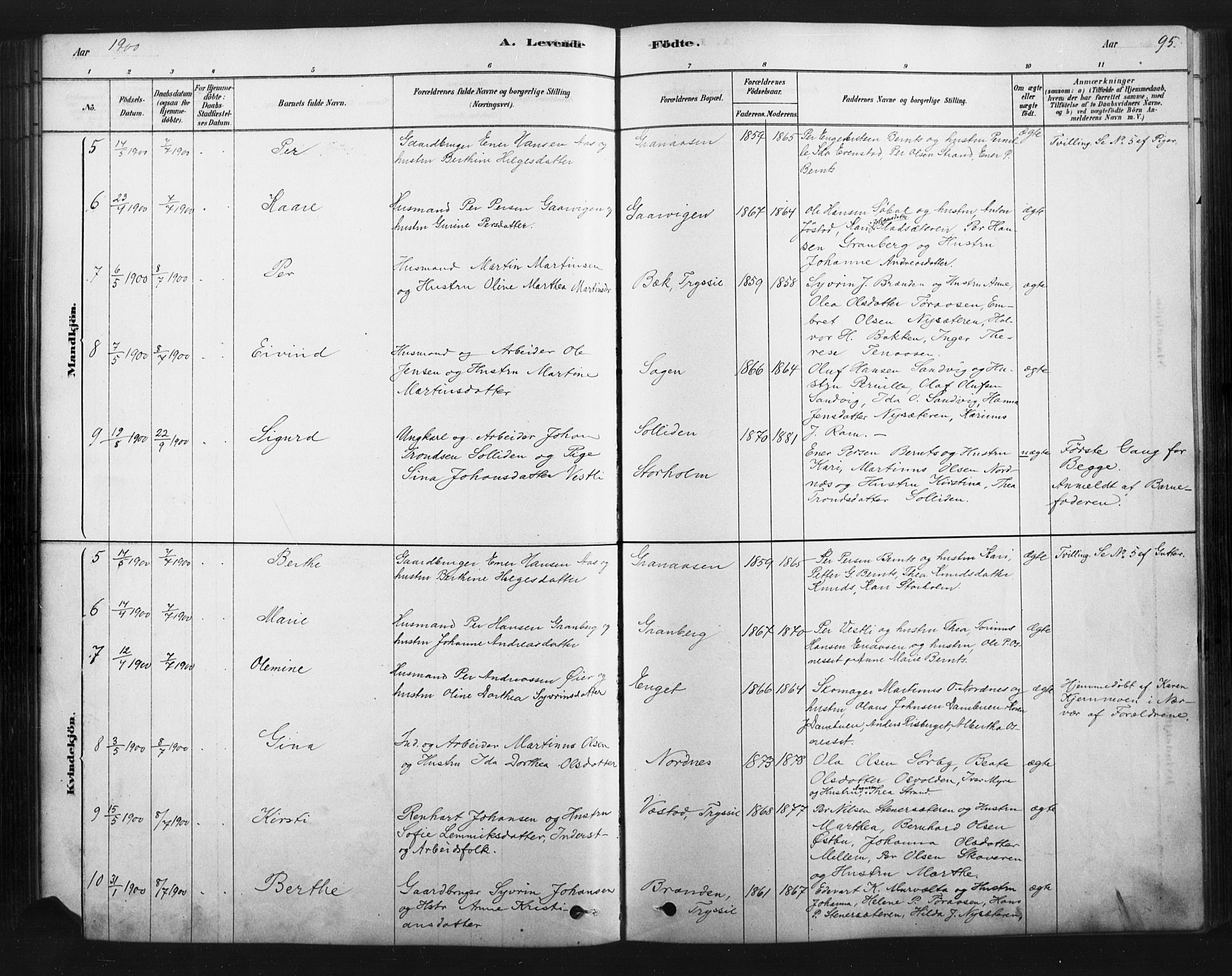 Åmot prestekontor, Hedmark, AV/SAH-PREST-056/H/Ha/Haa/L0012: Parish register (official) no. 12, 1878-1901, p. 95