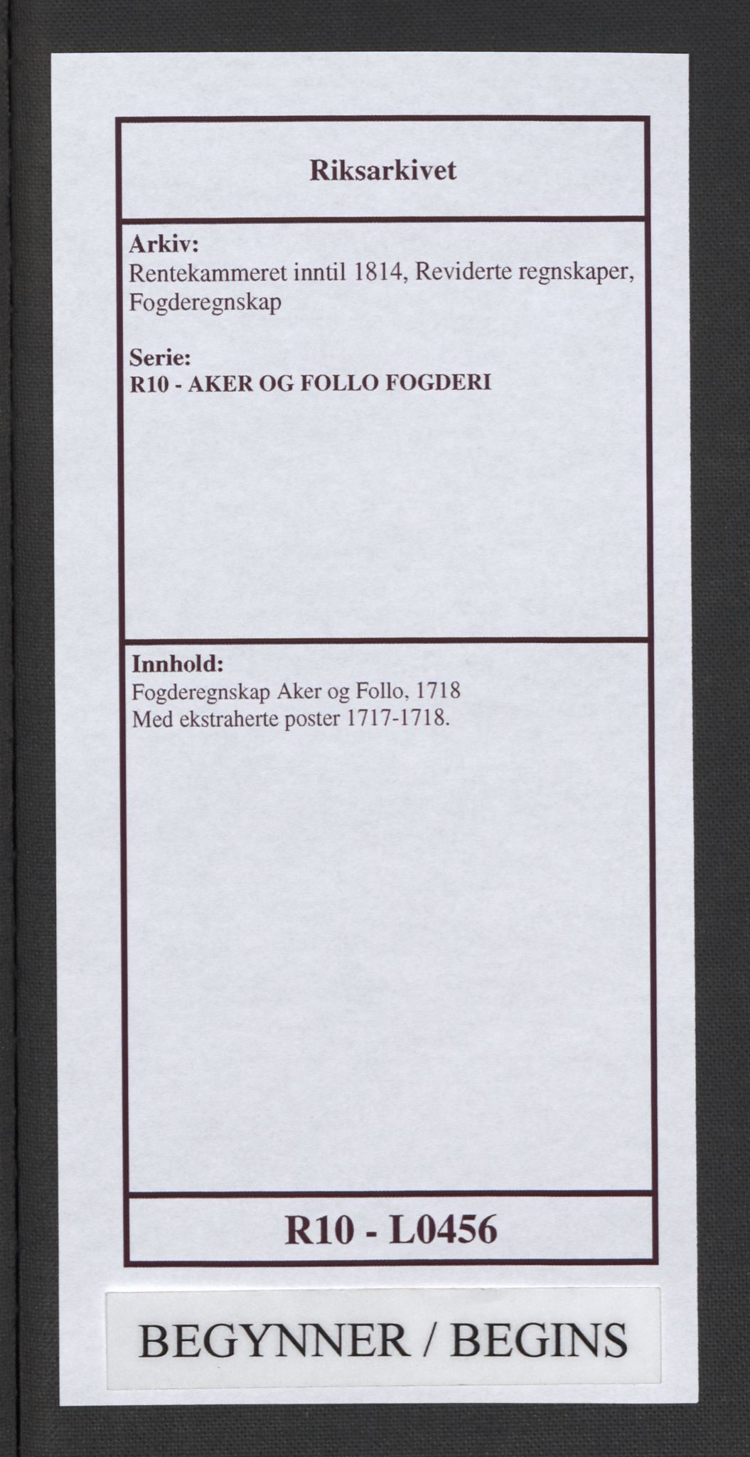 Rentekammeret inntil 1814, Reviderte regnskaper, Fogderegnskap, RA/EA-4092/R10/L0456: Fogderegnskap Aker og Follo, 1718, p. 1