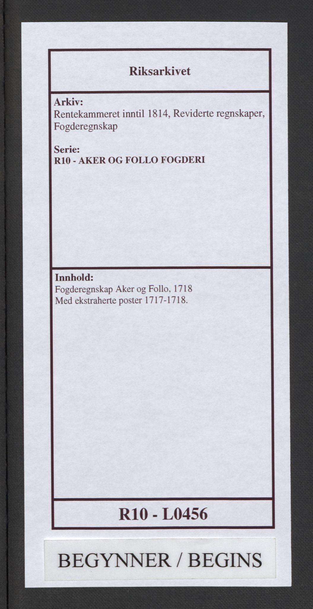 Rentekammeret inntil 1814, Reviderte regnskaper, Fogderegnskap, AV/RA-EA-4092/R10/L0456: Fogderegnskap Aker og Follo, 1718, p. 1