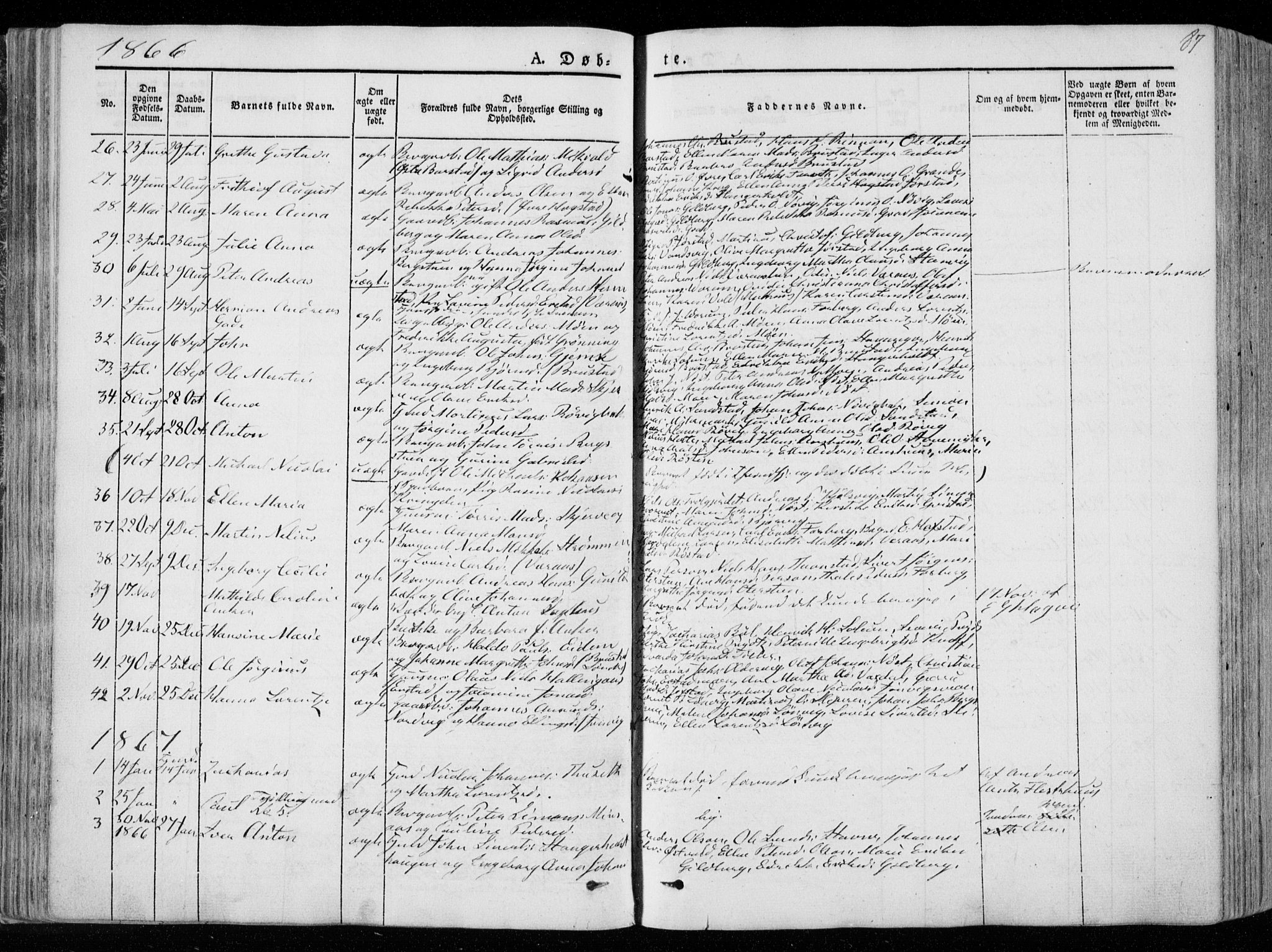 Ministerialprotokoller, klokkerbøker og fødselsregistre - Nord-Trøndelag, AV/SAT-A-1458/722/L0218: Parish register (official) no. 722A05, 1843-1868, p. 87