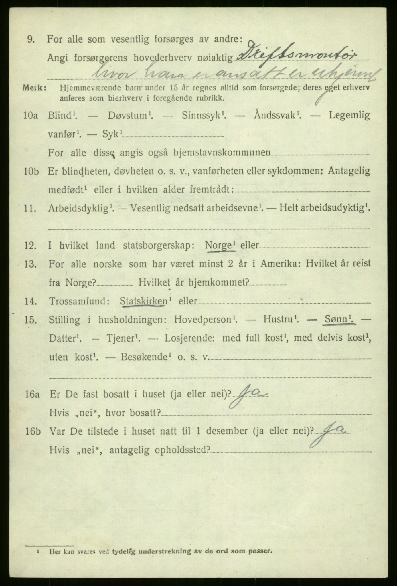 SAB, 1920 census for Voss, 1920, p. 3442