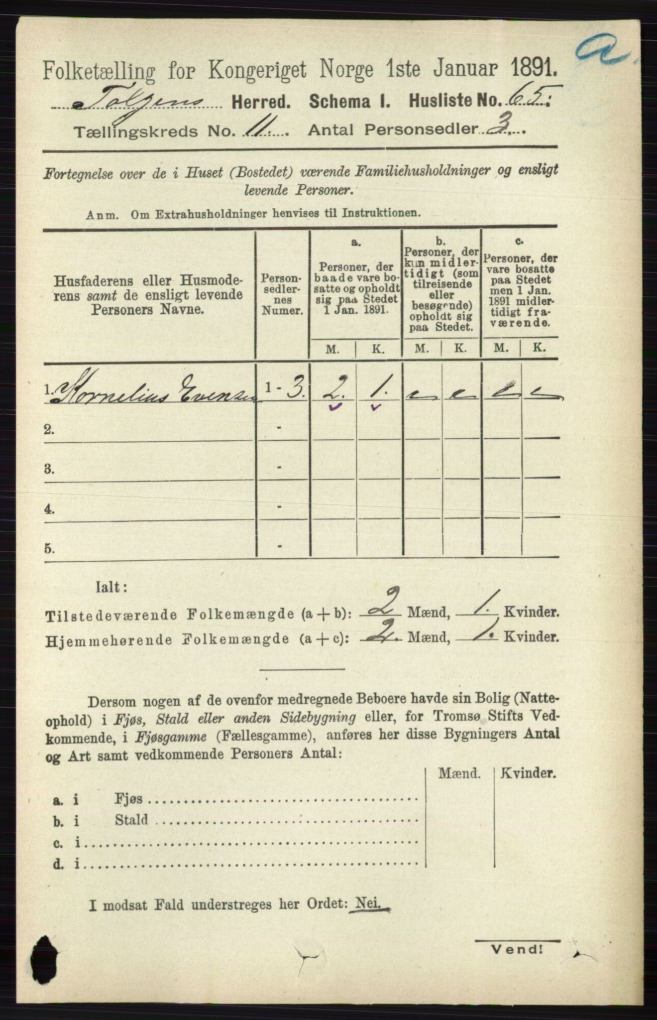 RA, 1891 census for 0436 Tolga, 1891, p. 3209