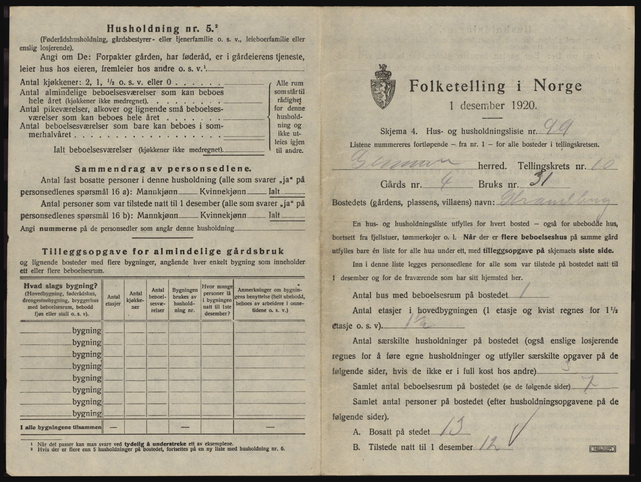 SAO, 1920 census for Glemmen, 1920, p. 2121