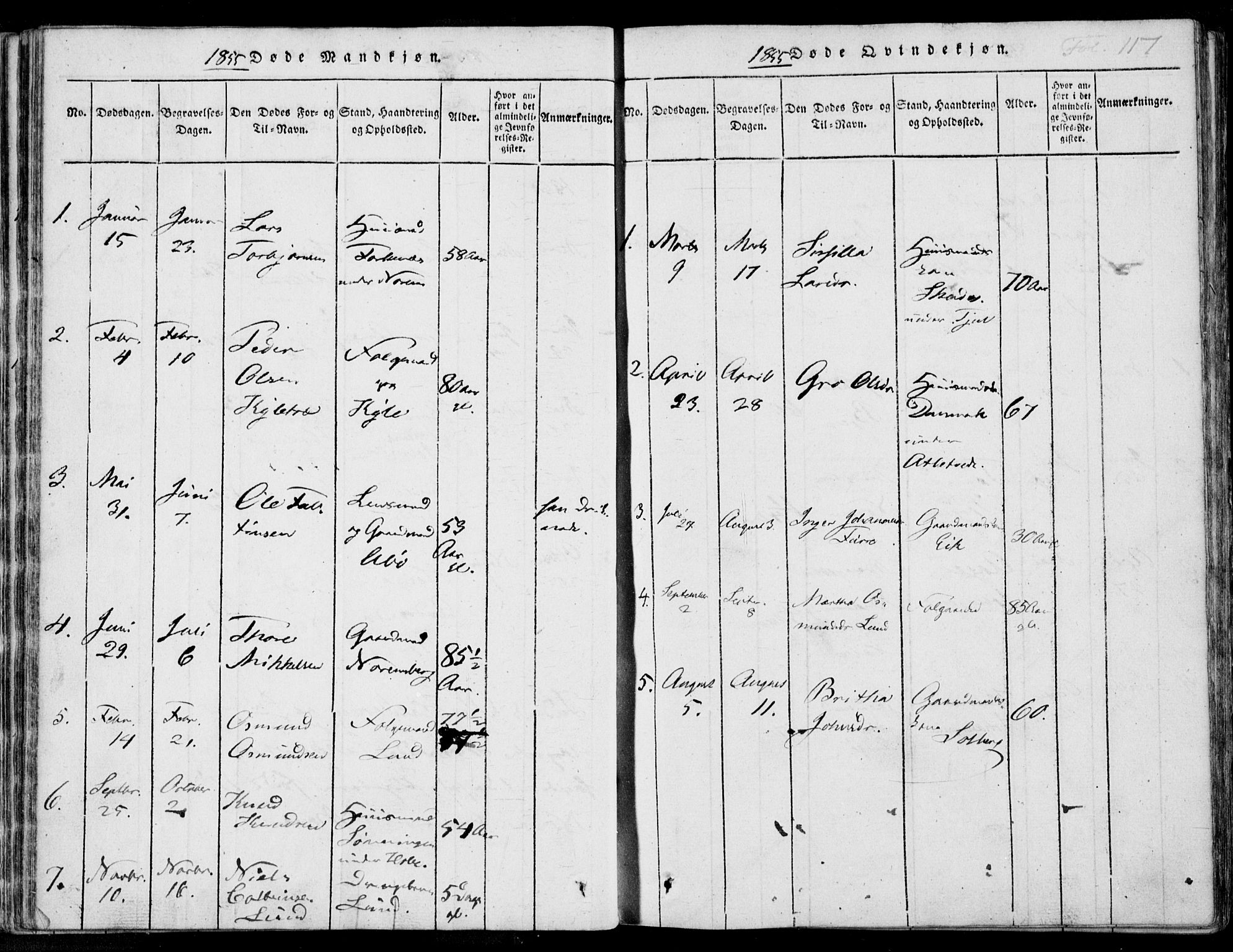 Nedstrand sokneprestkontor, AV/SAST-A-101841/01/IV: Parish register (official) no. A 7, 1816-1870, p. 117