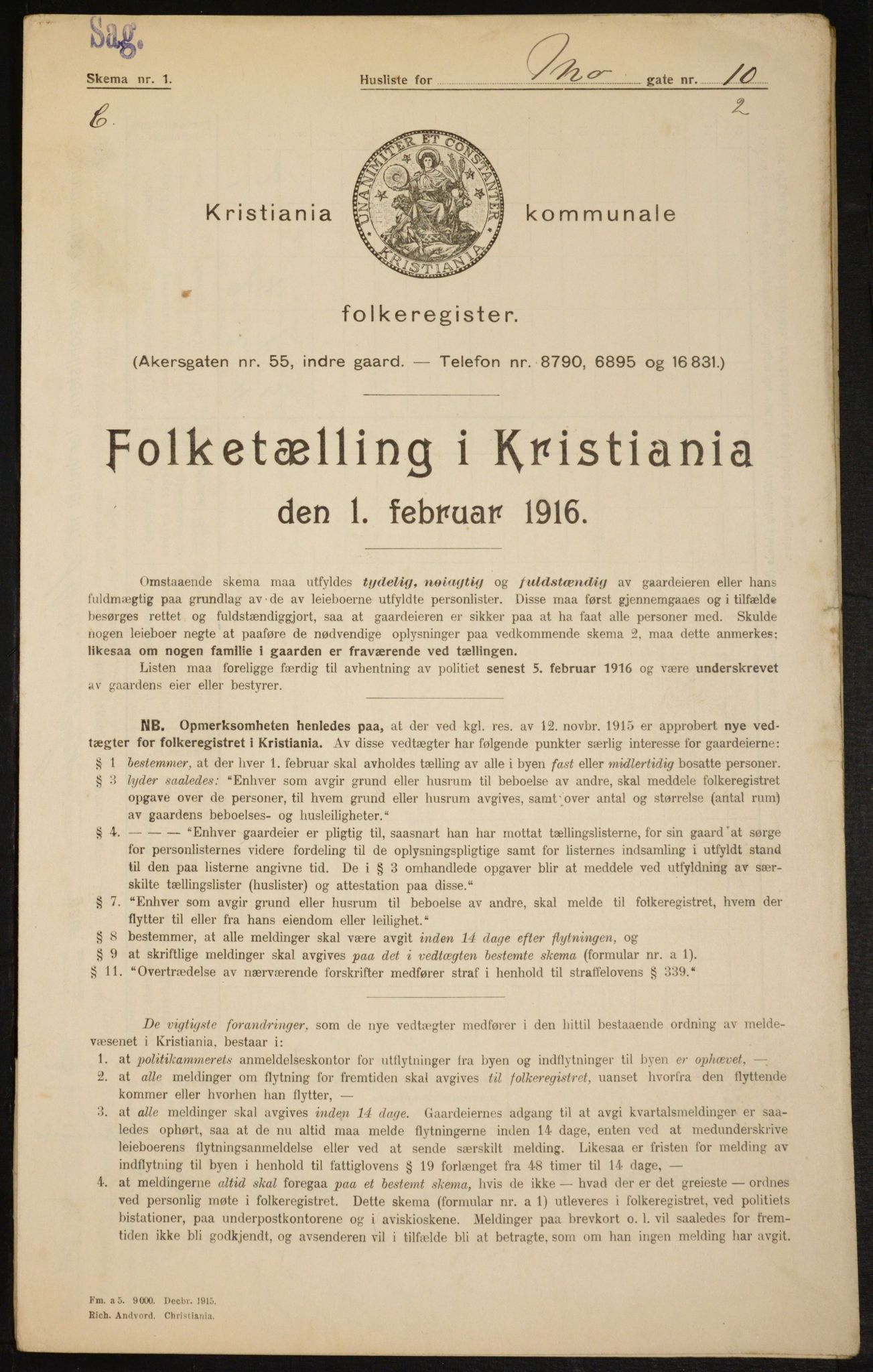 OBA, Municipal Census 1916 for Kristiania, 1916, p. 67034