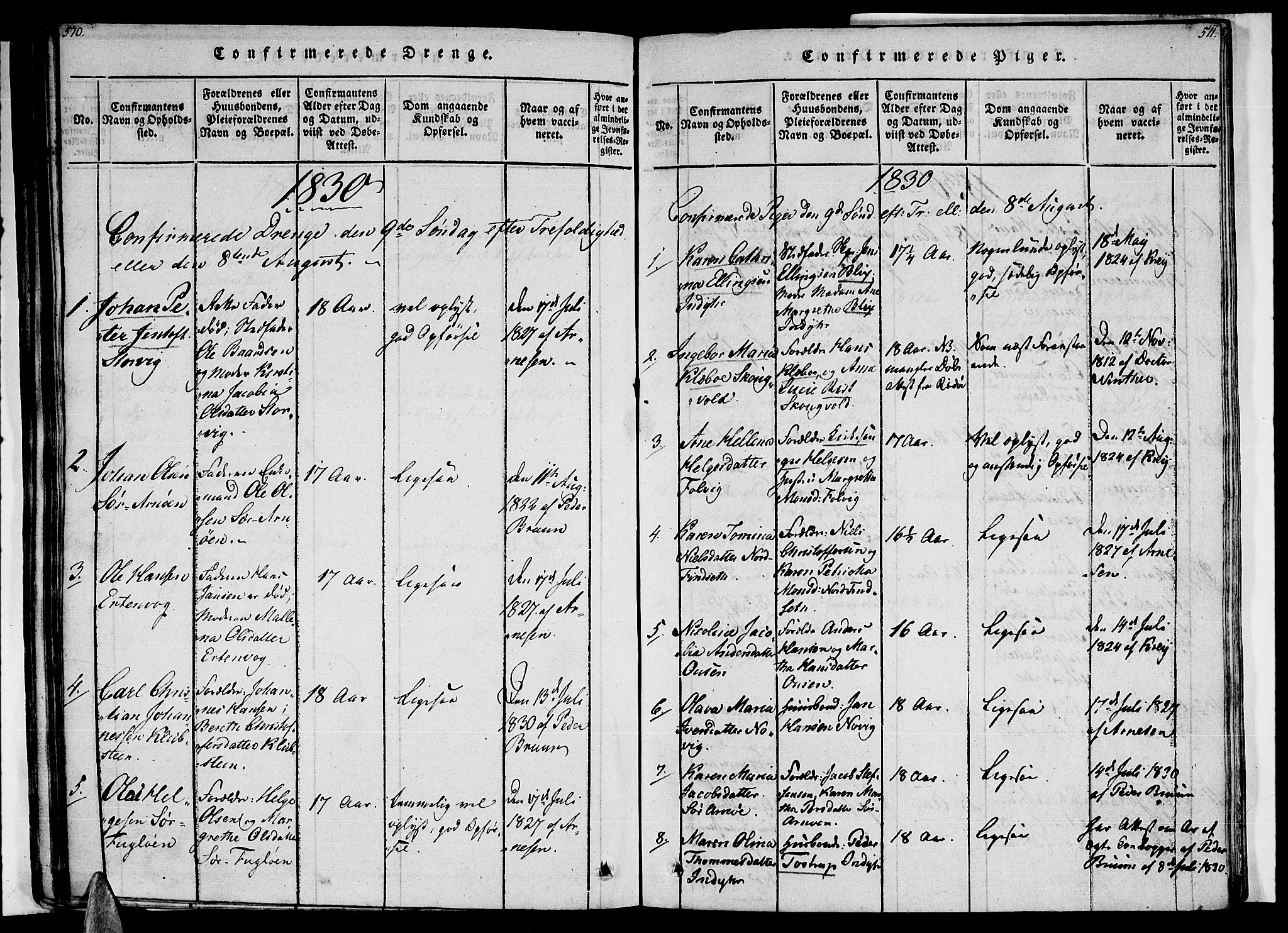 Ministerialprotokoller, klokkerbøker og fødselsregistre - Nordland, AV/SAT-A-1459/805/L0105: Parish register (copy) no. 805C01, 1820-1839, p. 510-511