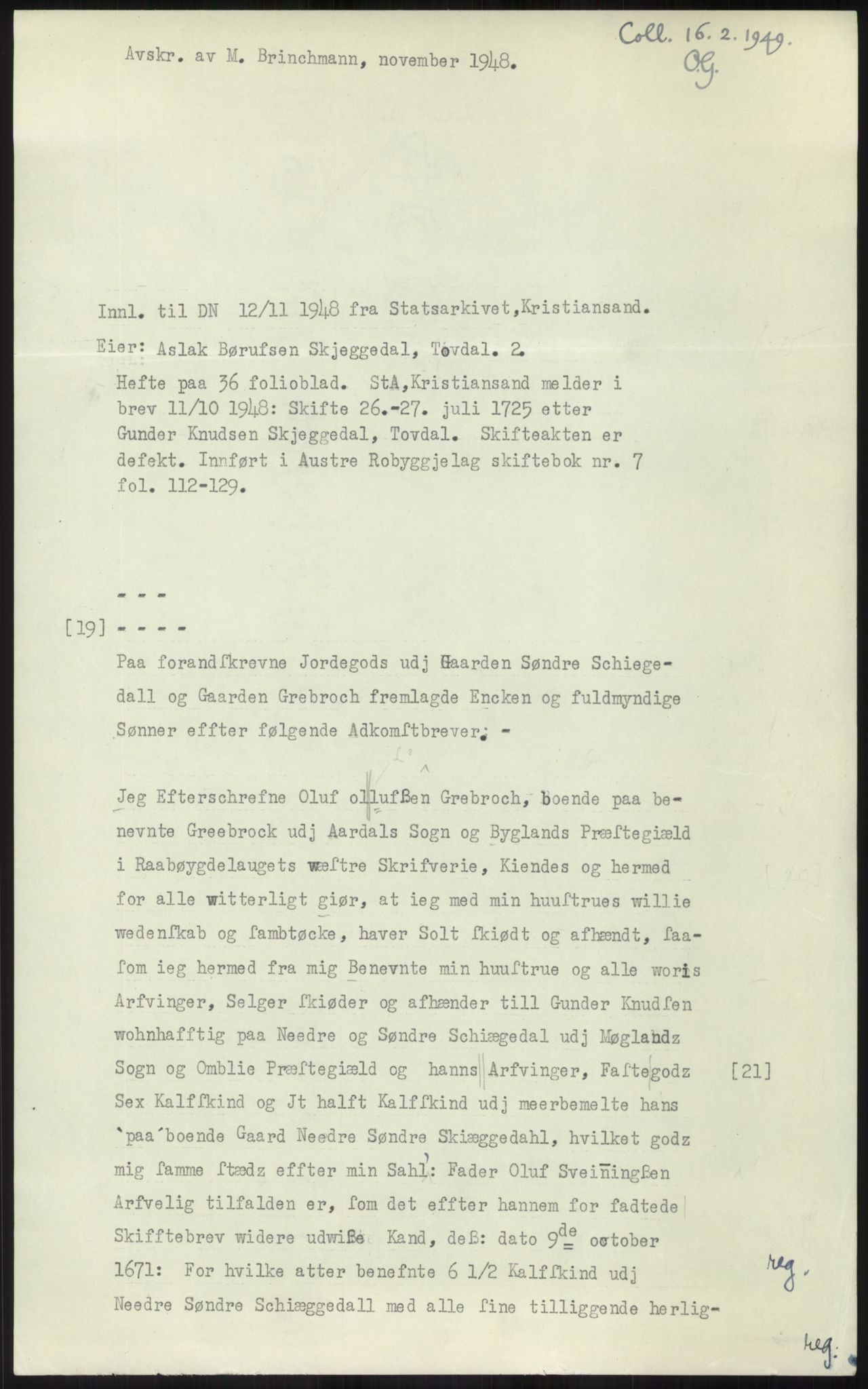 Samlinger til kildeutgivelse, Diplomavskriftsamlingen, AV/RA-EA-4053/H/Ha, p. 2060