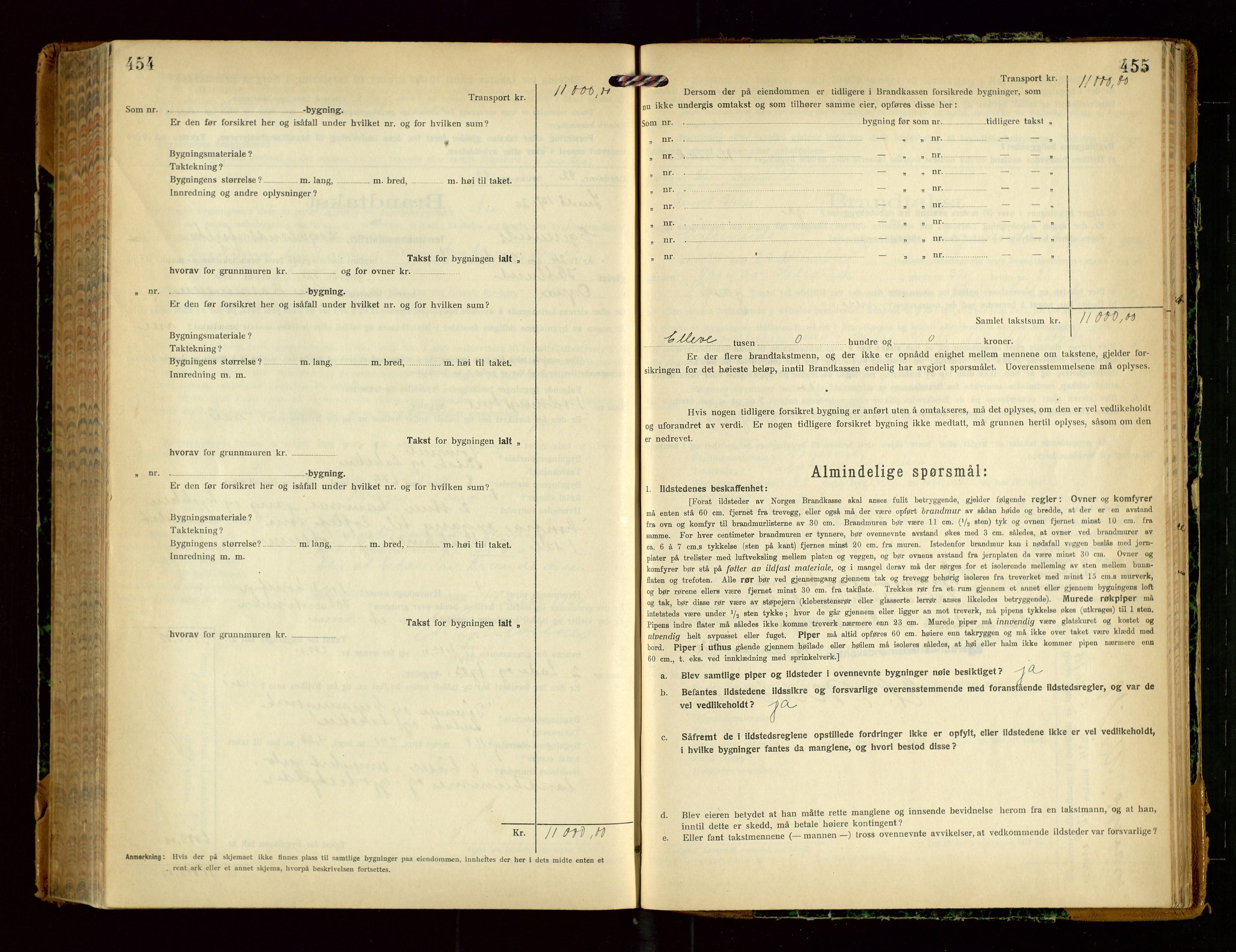 Eigersund lensmannskontor, SAST/A-100171/Gob/L0004: "Branntakstprotokoll", 1921-1925, p. 454-455