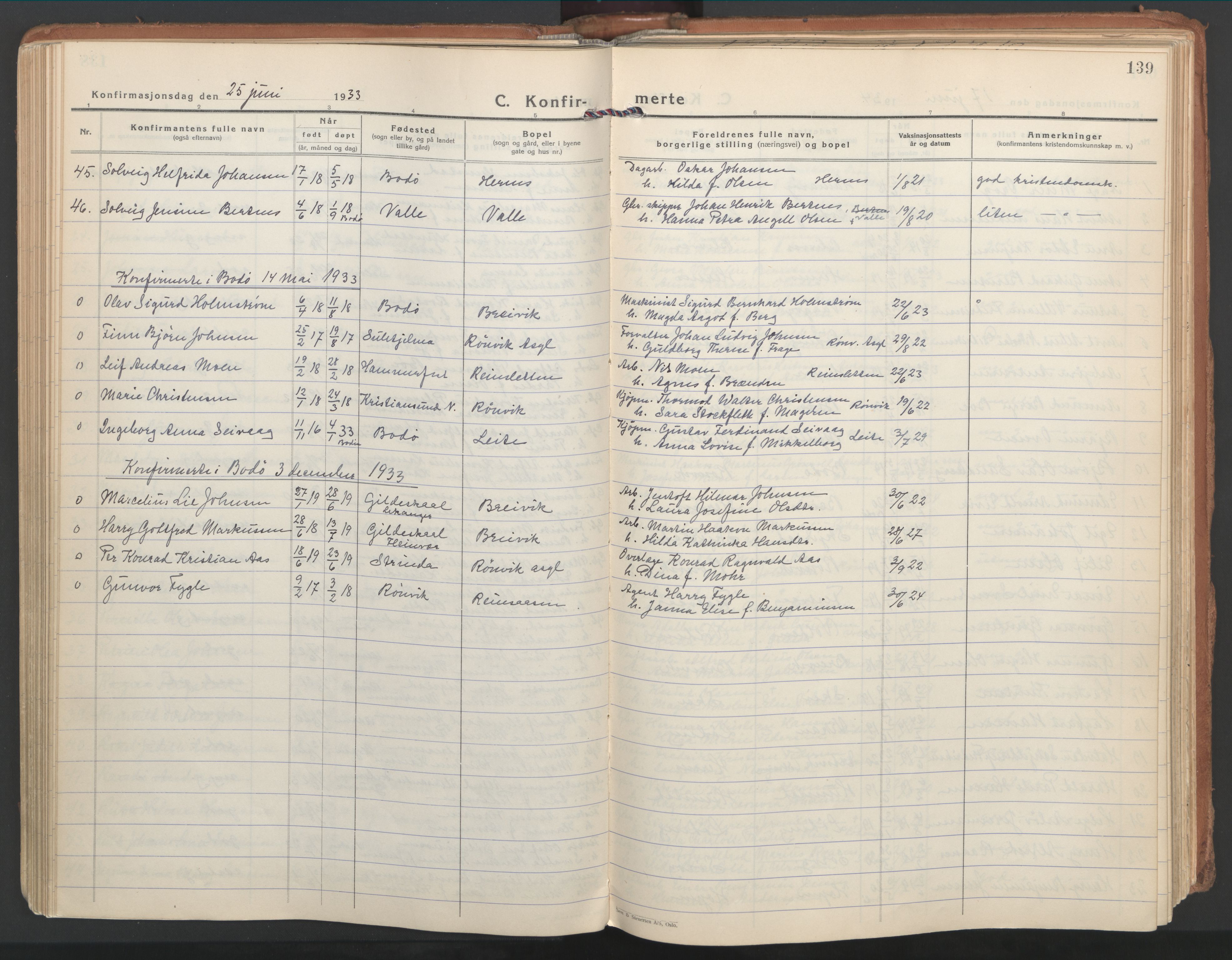 Ministerialprotokoller, klokkerbøker og fødselsregistre - Nordland, SAT/A-1459/802/L0061: Parish register (official) no. 802A08, 1933-1946, p. 139