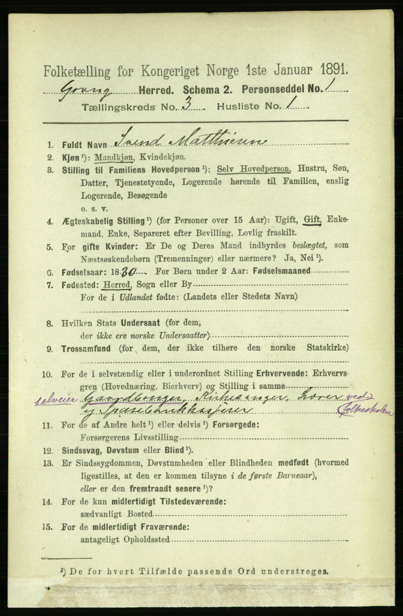 RA, 1891 census for 1742 Grong, 1891, p. 1089