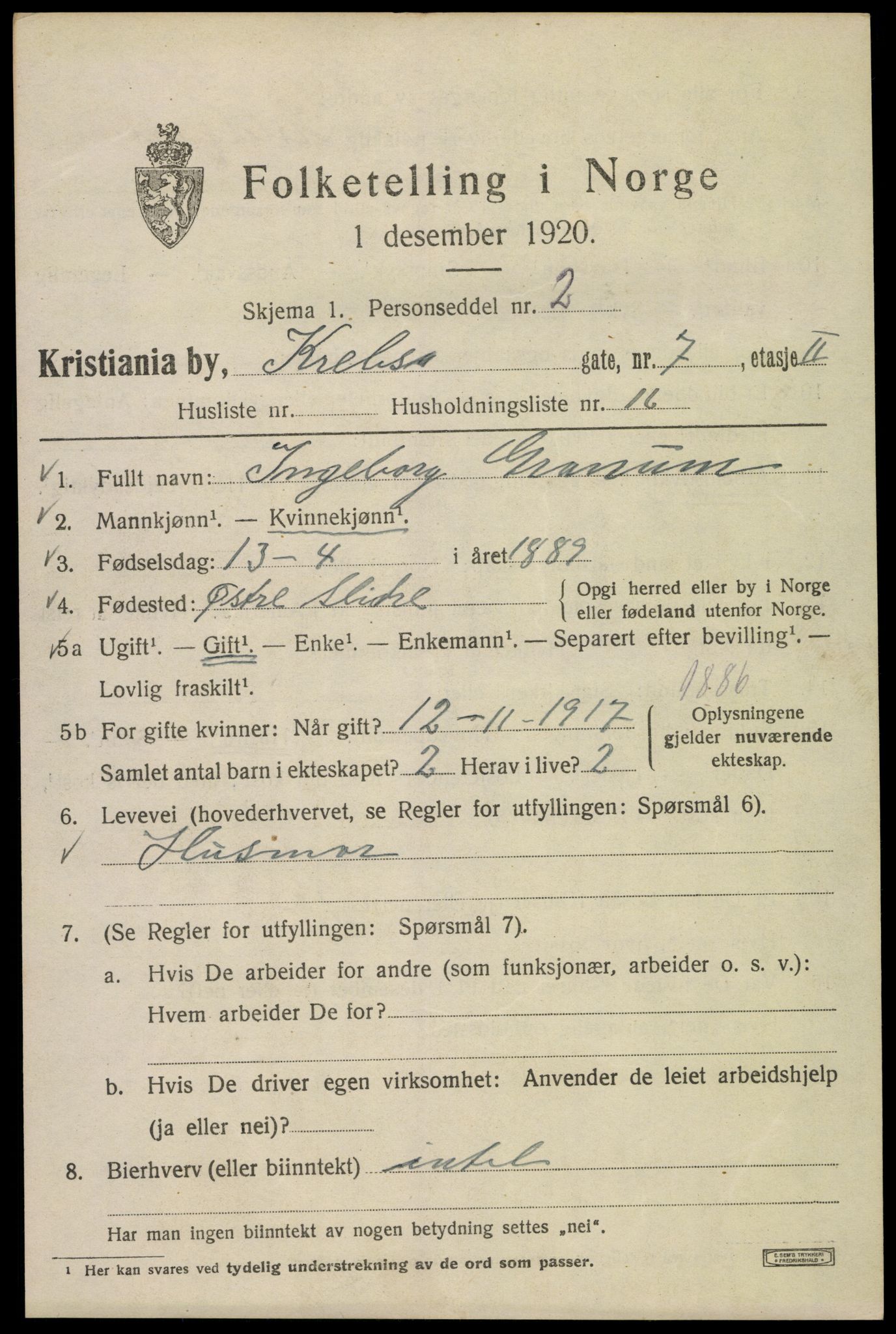 SAO, 1920 census for Kristiania, 1920, p. 351175