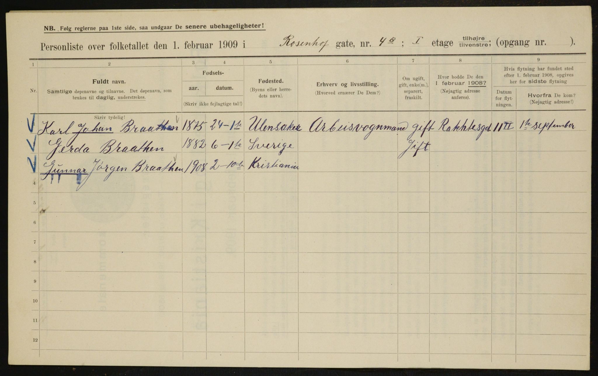 OBA, Municipal Census 1909 for Kristiania, 1909, p. 75896