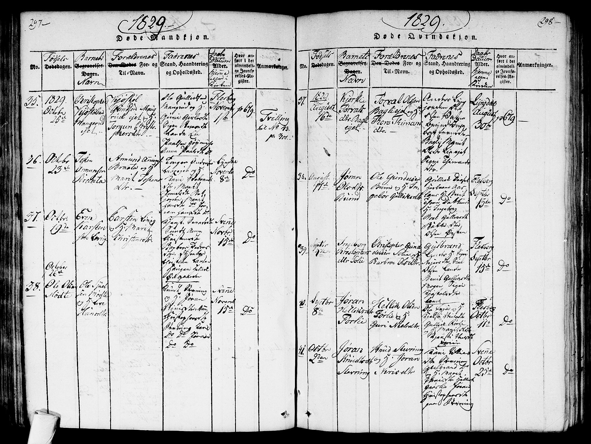 Flesberg kirkebøker, AV/SAKO-A-18/G/Ga/L0001: Parish register (copy) no. I 1, 1816-1834, p. 297-298