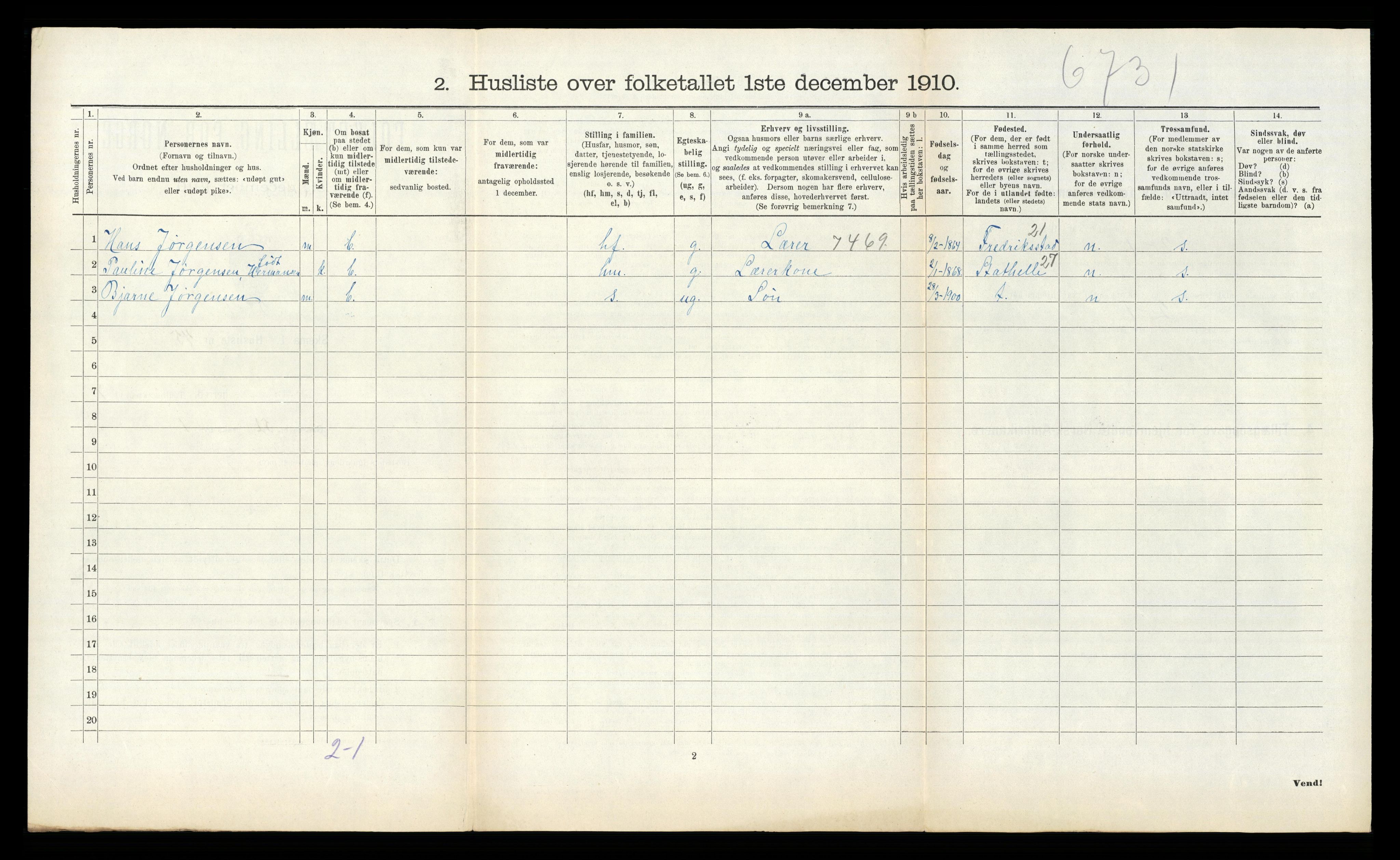 RA, 1910 census for Bamble, 1910, p. 1109