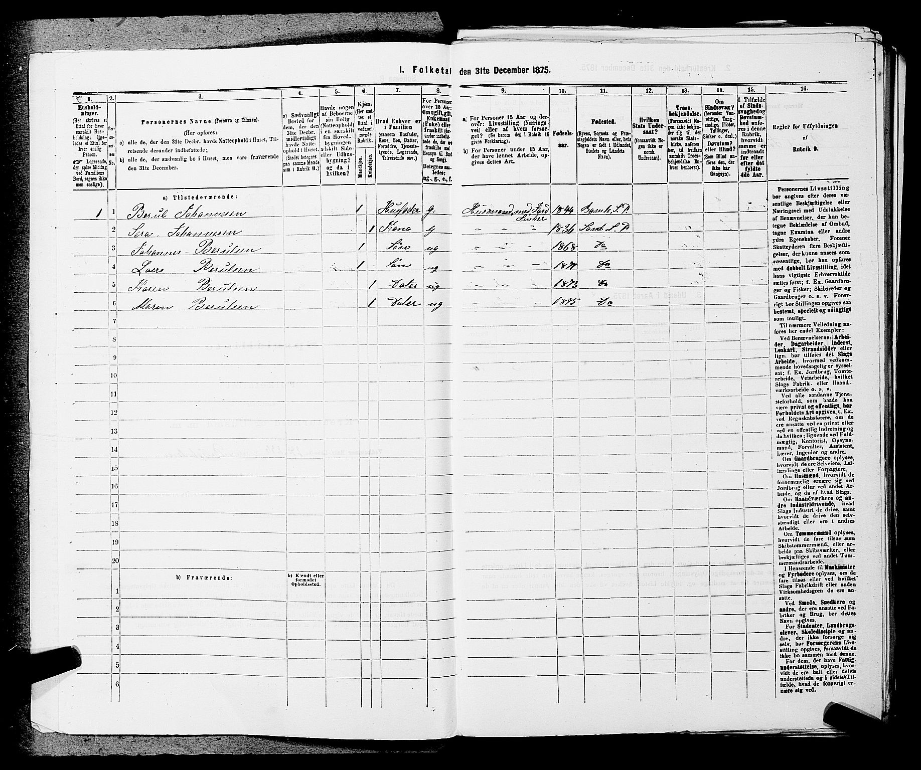 SAKO, 1875 census for 0816P Sannidal, 1875, p. 1916