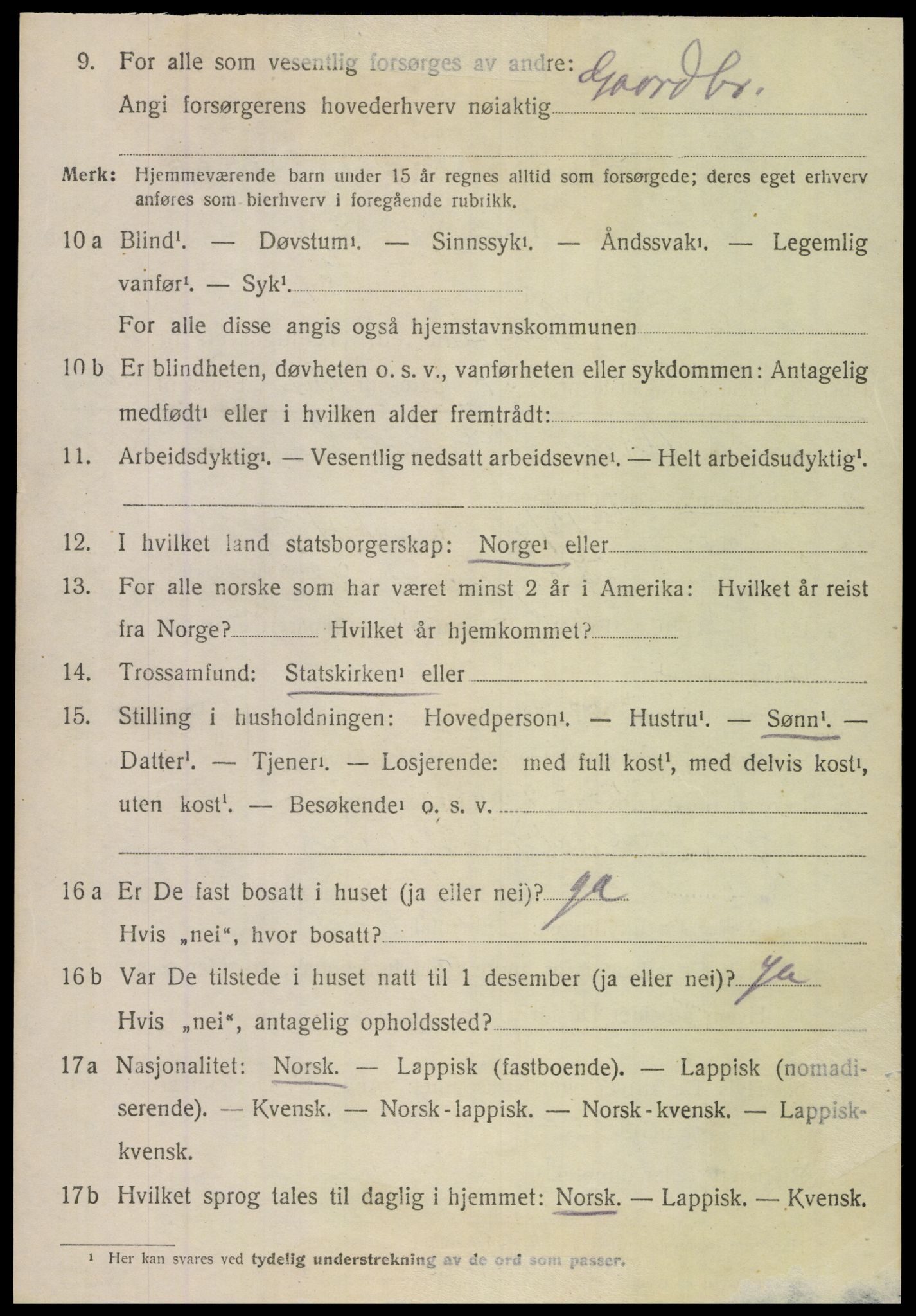 SAT, 1920 census for Steigen, 1920, p. 1951