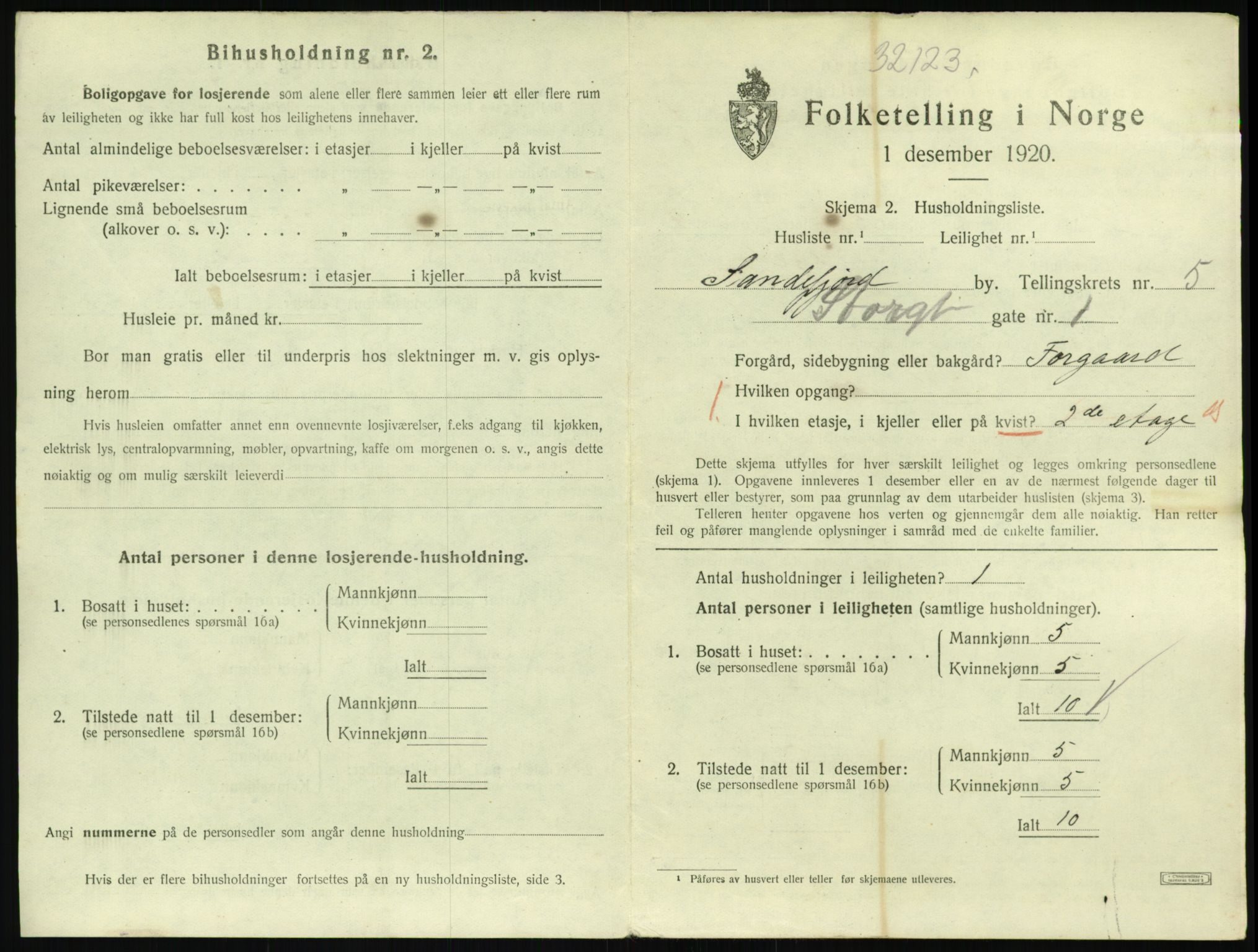 SAKO, 1920 census for Sandefjord, 1920, p. 2380