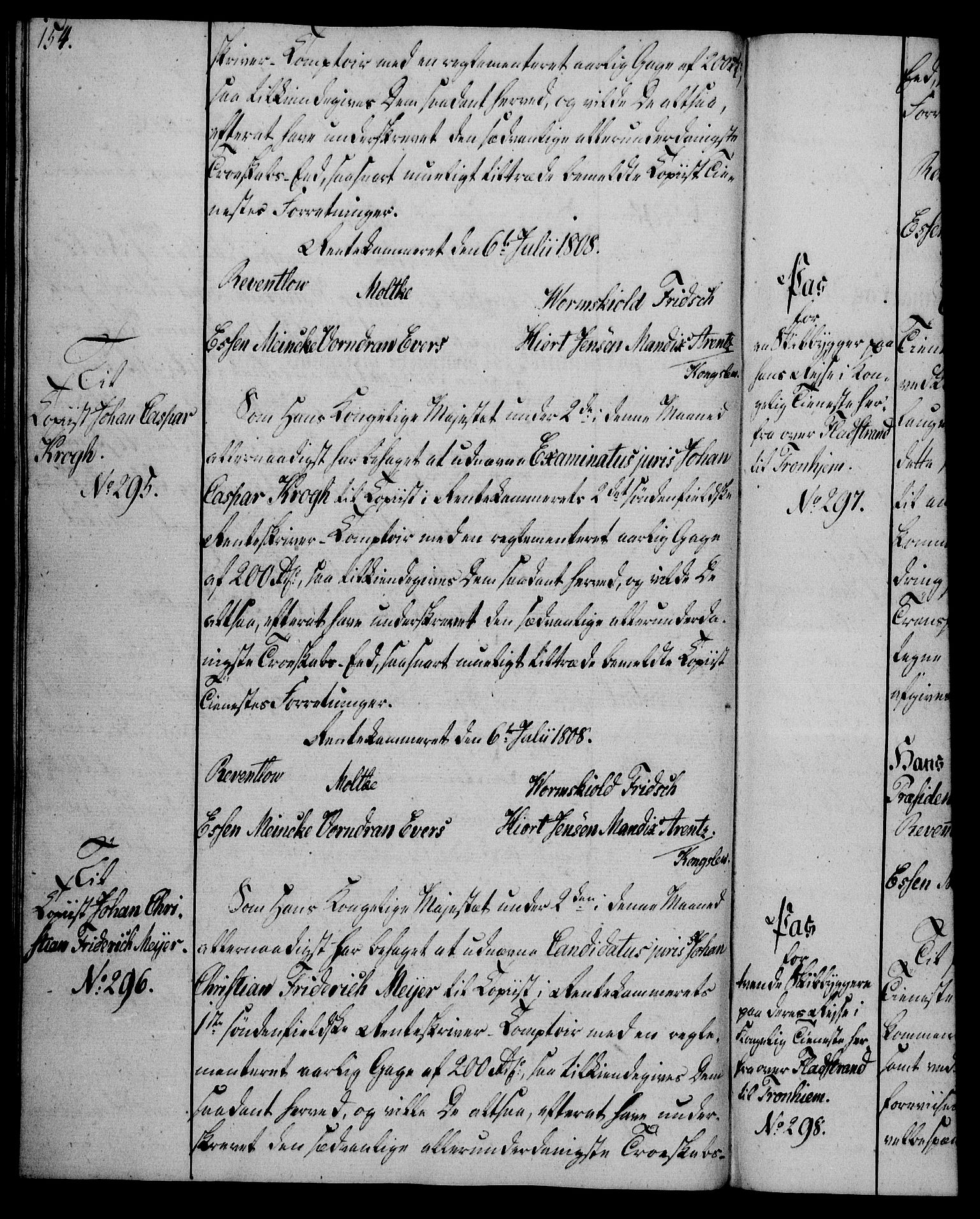 Rentekammeret, Kammerkanselliet, RA/EA-3111/G/Gg/Gga/L0019: Norsk ekspedisjonsprotokoll med register (merket RK 53.19), 1807-1810, p. 154