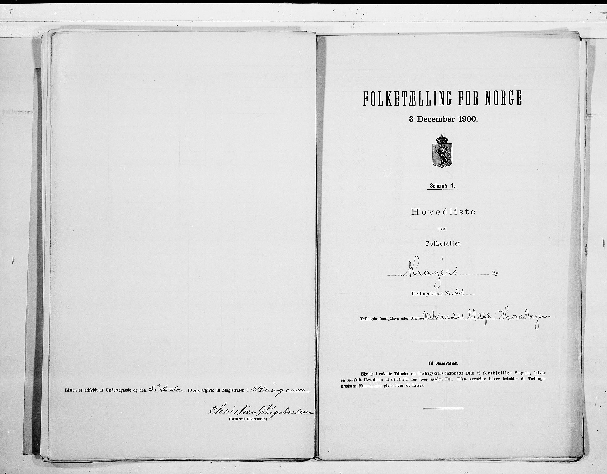 SAKO, 1900 census for Kragerø, 1900, p. 44